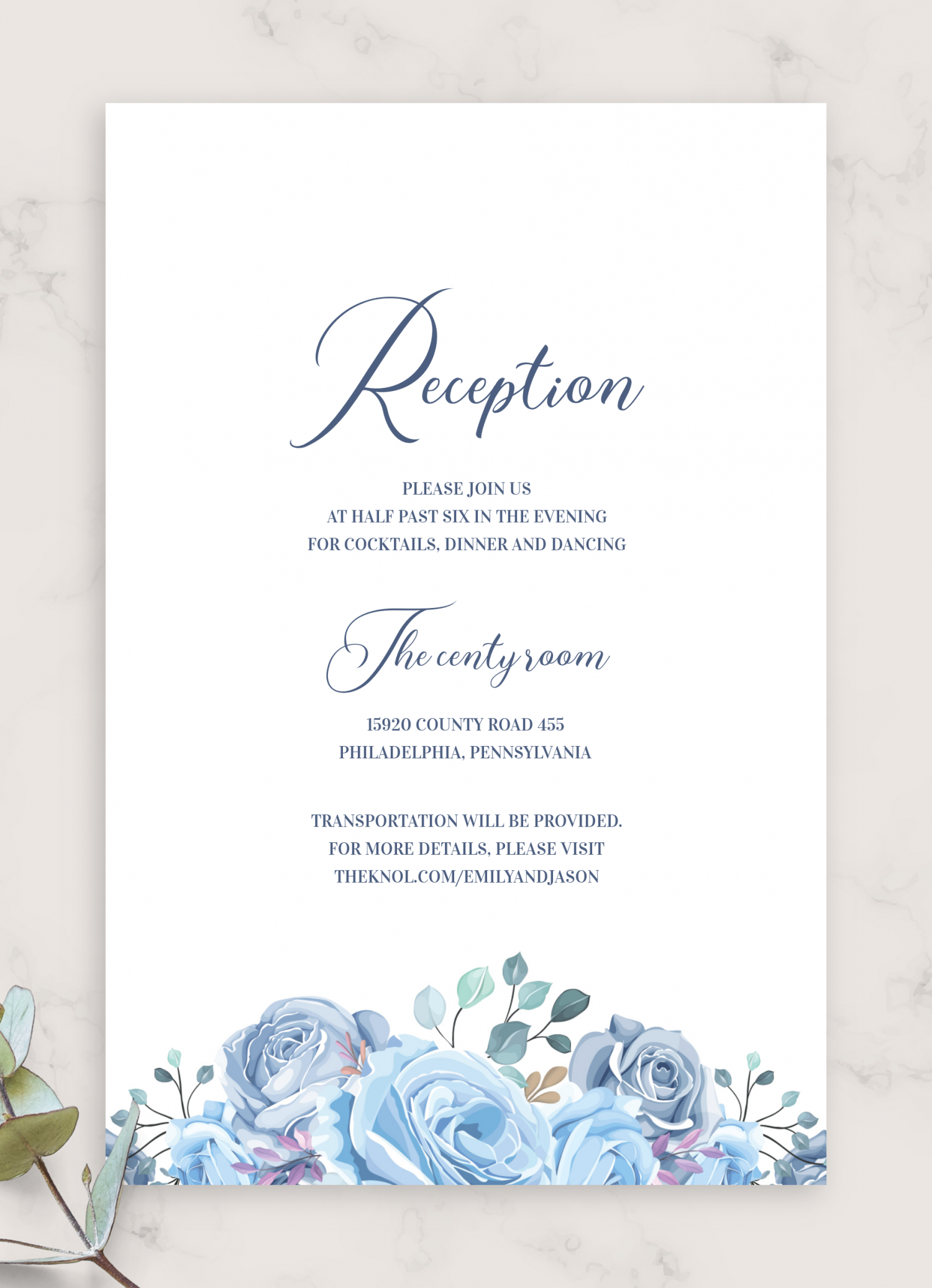 Download Printable Floral Blue Wedding Invitation Suite PDF