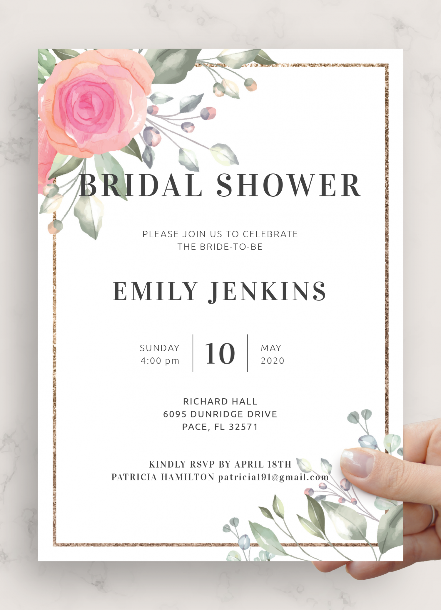 Floral Bridal Shower Recipe Card u2022 INSTANT DOWNLOAD u2022 