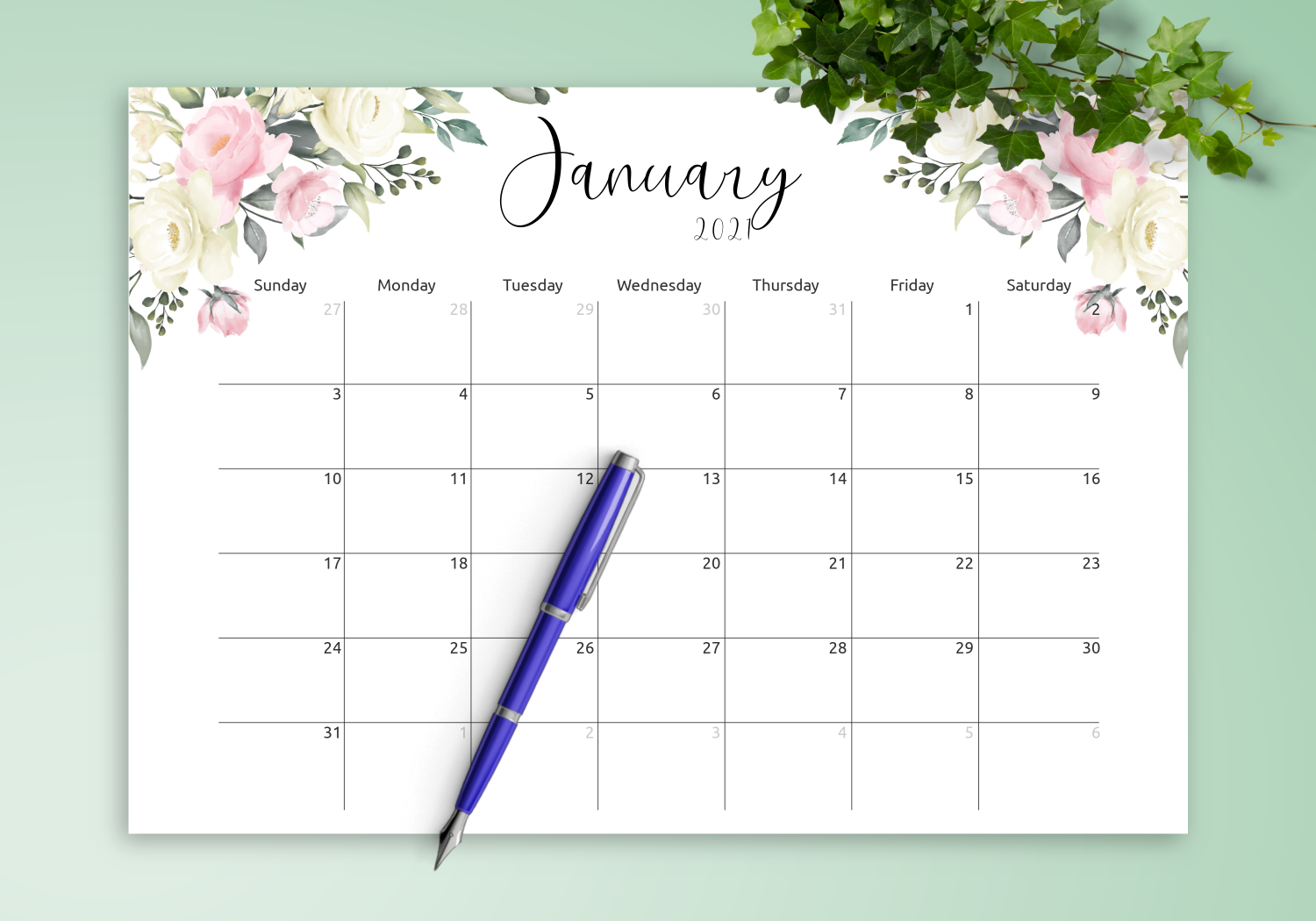 Blank Calendar Calendar Printable Jpg Pdf Download Printable Minimal 