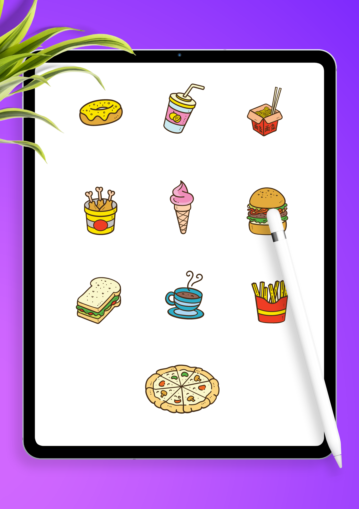 download cute food sticker pack png