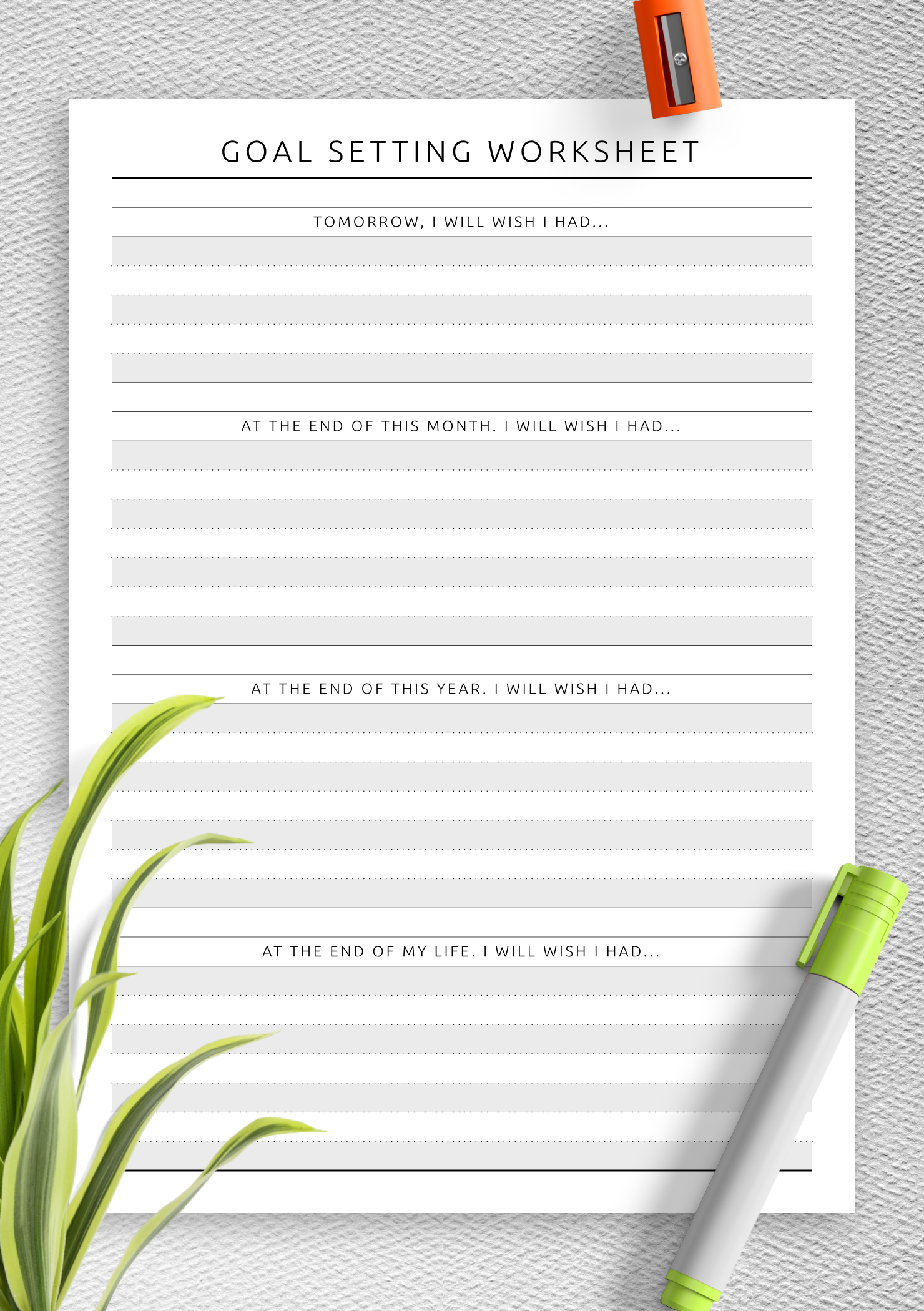 Template Printable Goal Setting Worksheet