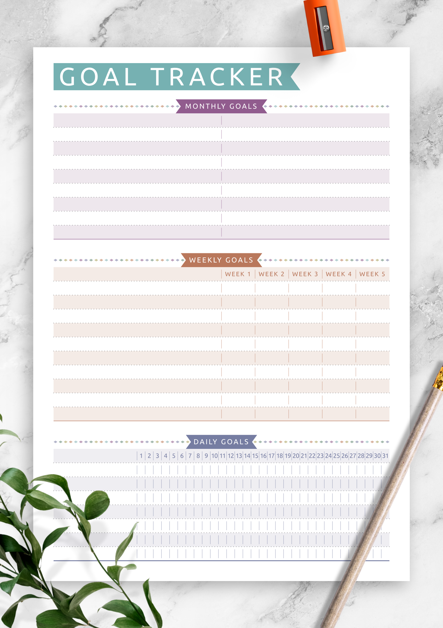 Weekly Goal Tracker Printable Free