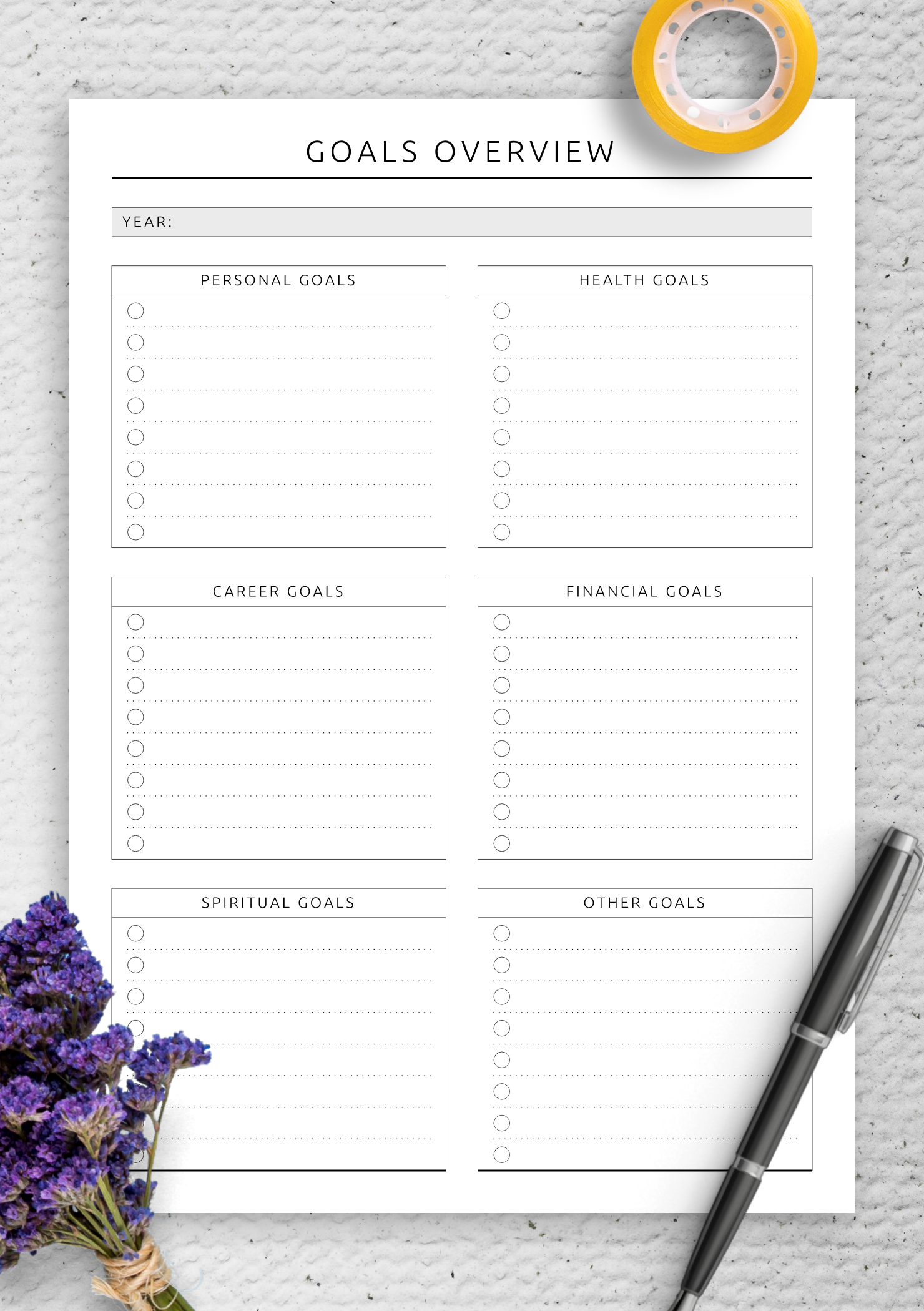 Download Printable Goals Overview Original Style PDF