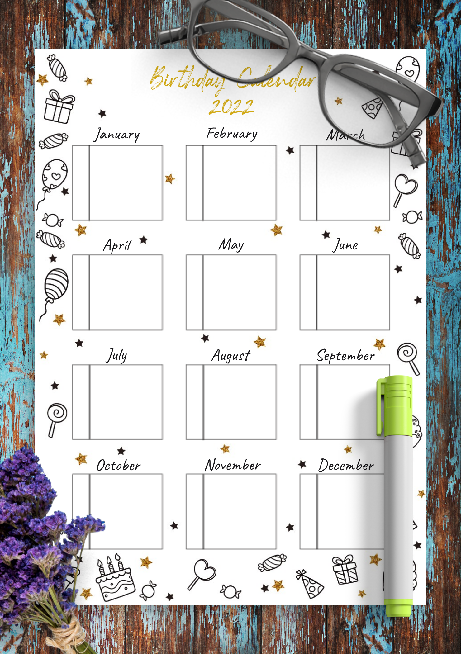 Birthday Calendar Printable Pdf Printable Calendar 2023