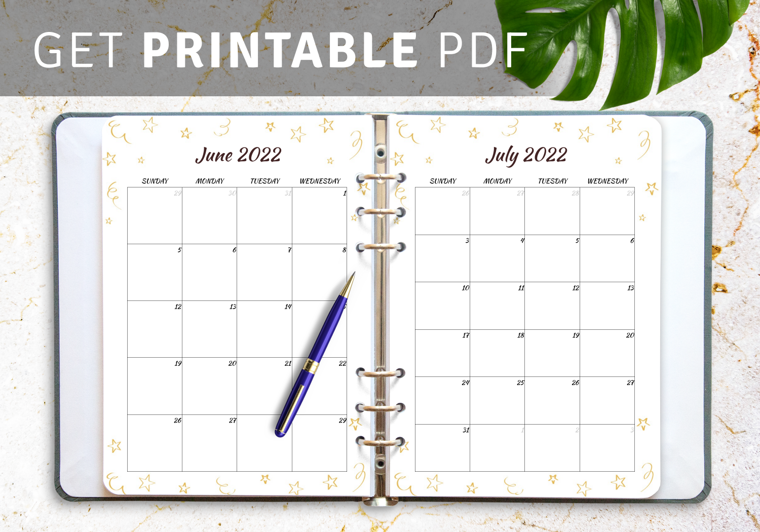 download printable gold stars monthly birthday calendar pdf