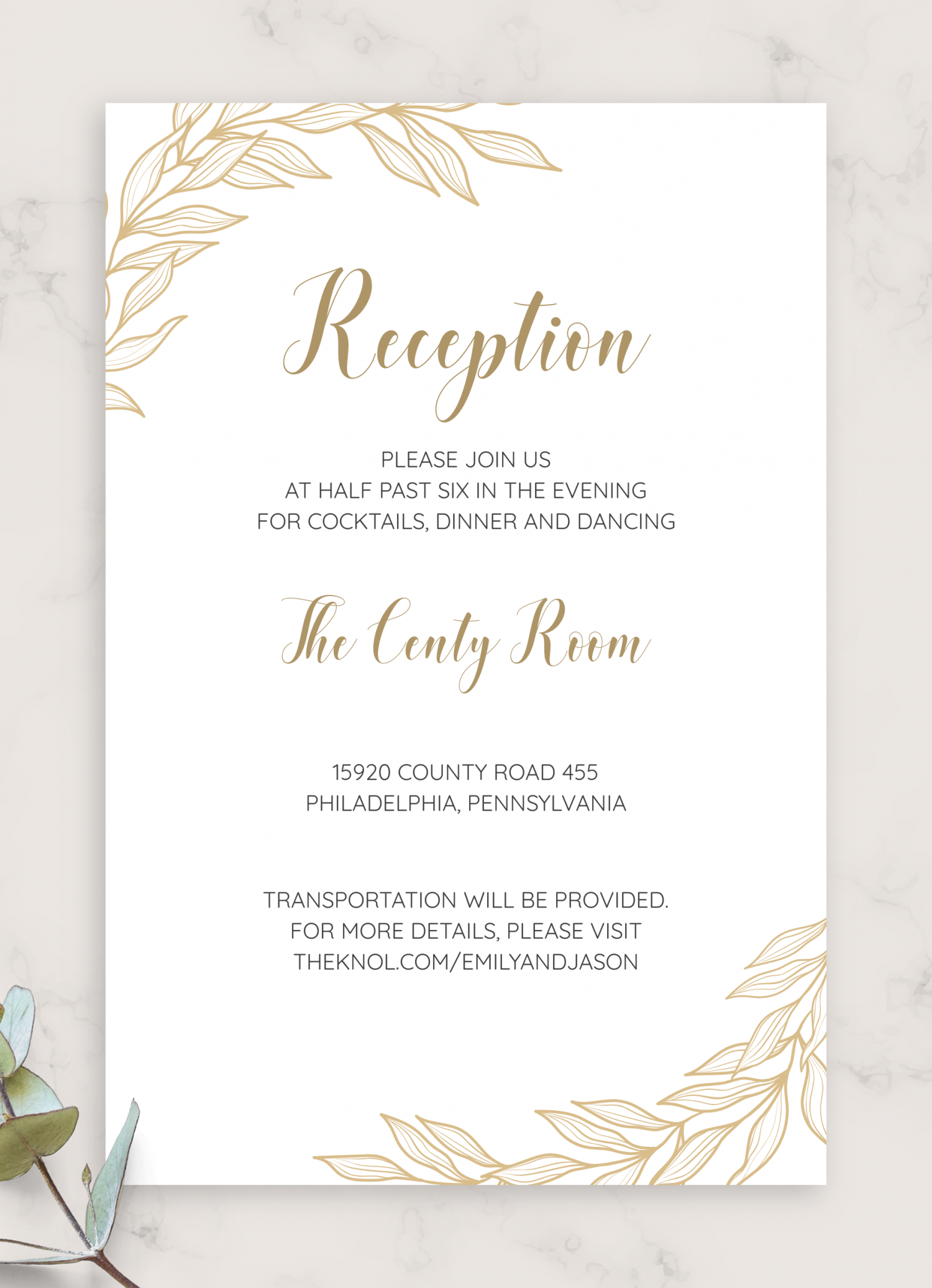 Reception cards for deals wedding