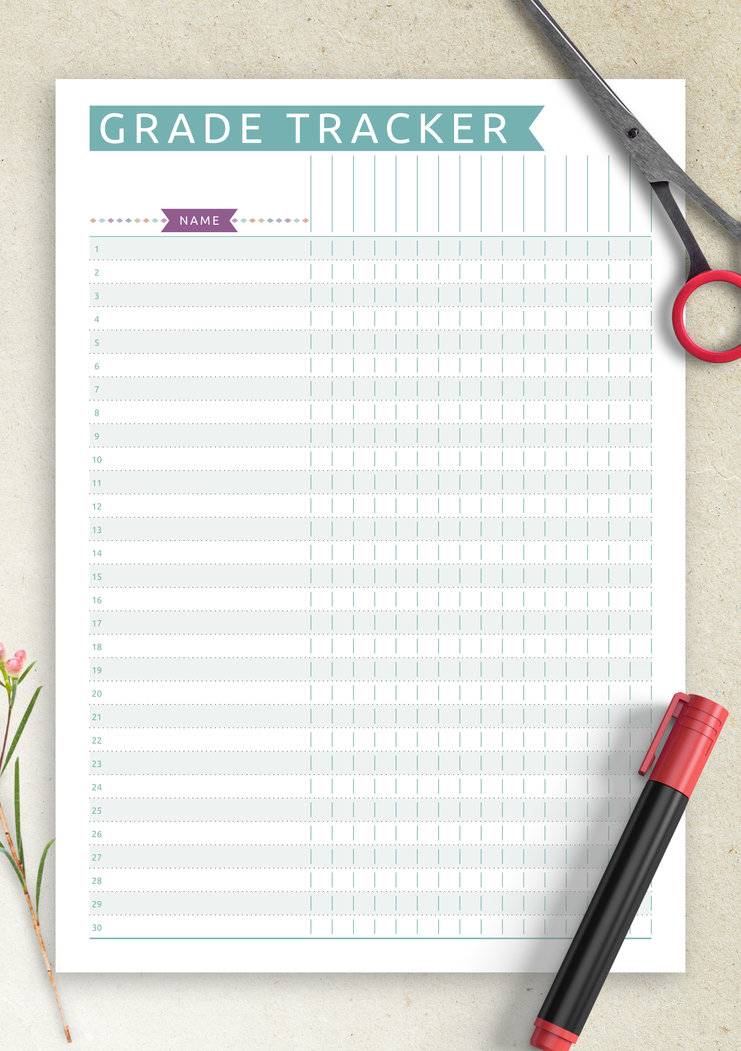 Free Printable Gradebook Template Printable World Holiday