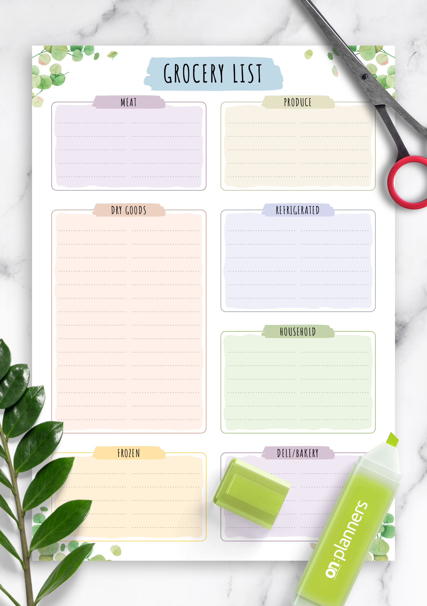 cute blank shopping list