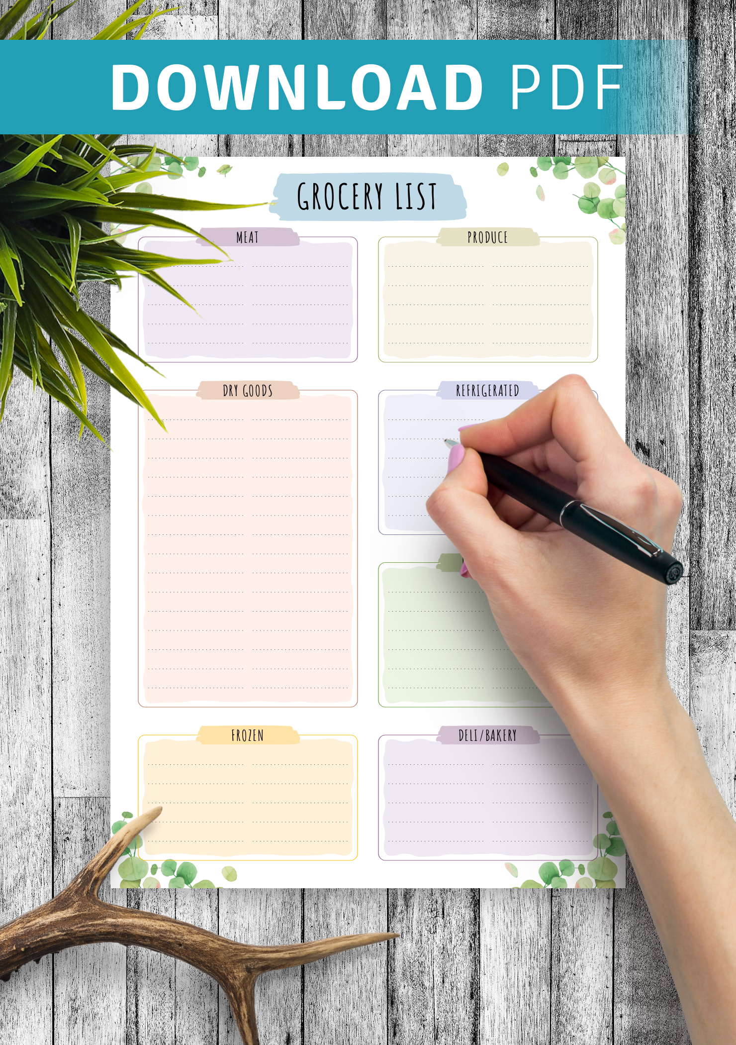 Letter A5 Half Size Printable Grocery List Flax and Sunflower