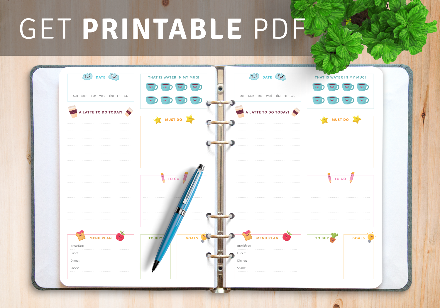 Download Printable Happy Cute Daily Planner PDF
