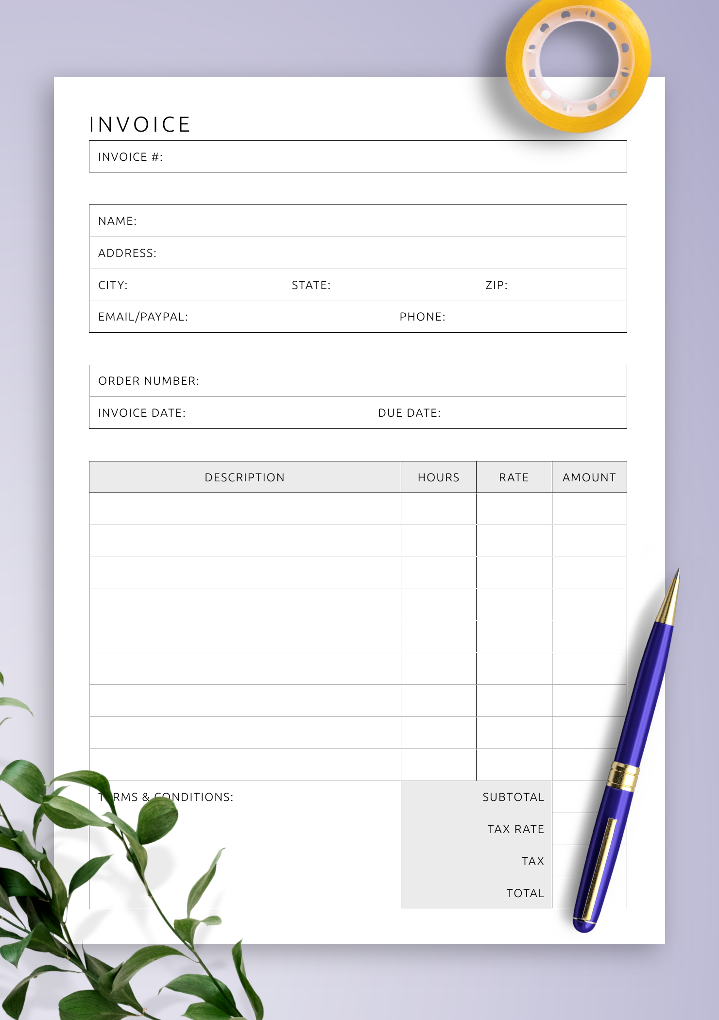 download printable invoice template pdf