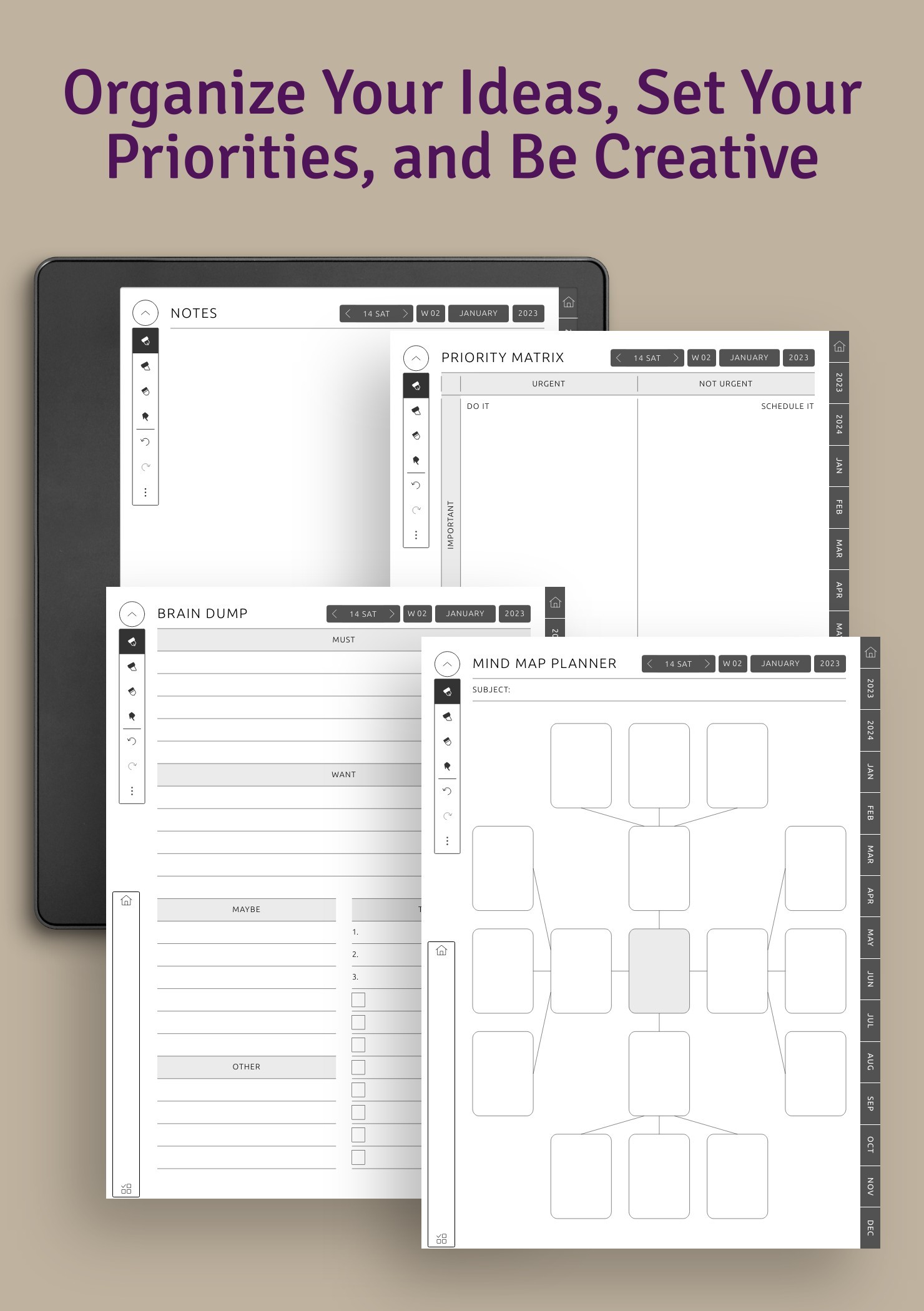 2023 Interactive kindle scribe monthly calendar kindle scribe project  planner kindle scribe meeting minutes kindle scribe to do lists scribe