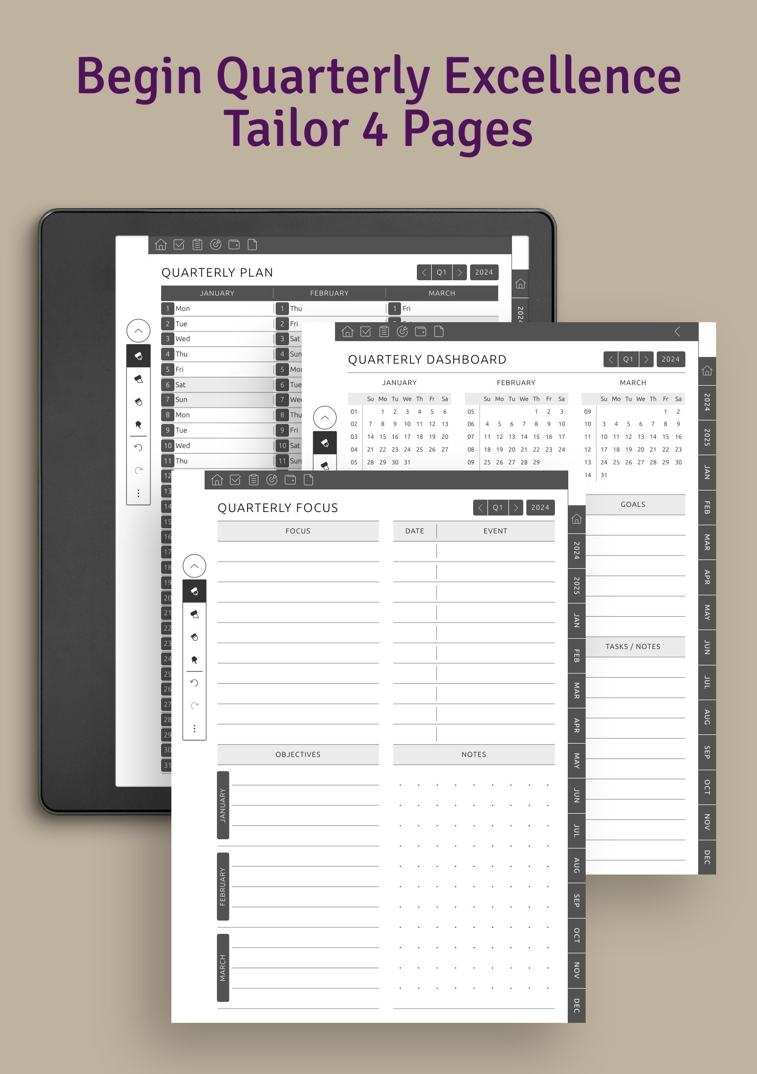 quarterly pages and templates