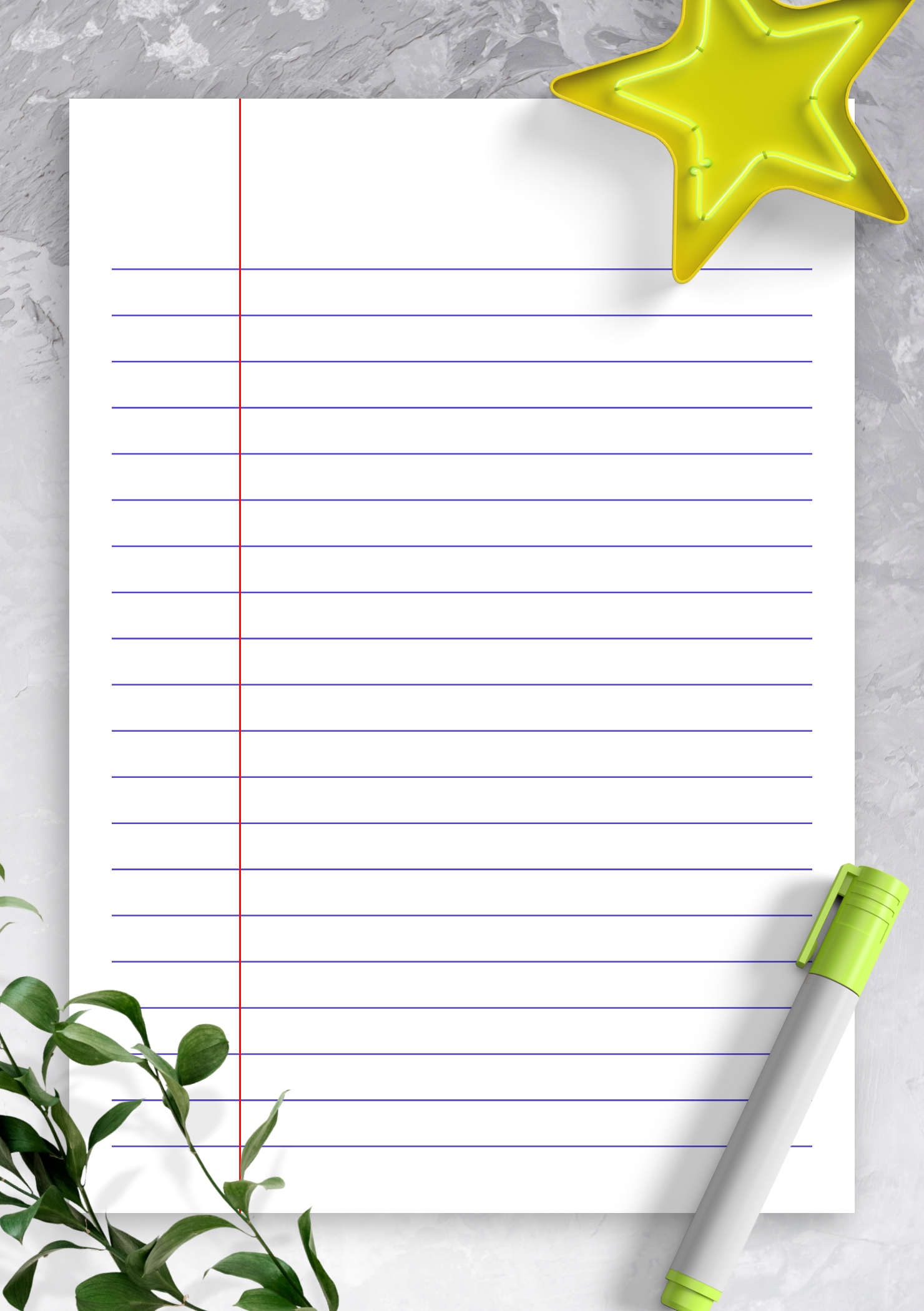 Download Printable Lined Paper Template - Wide Ruled 8.7mm ...