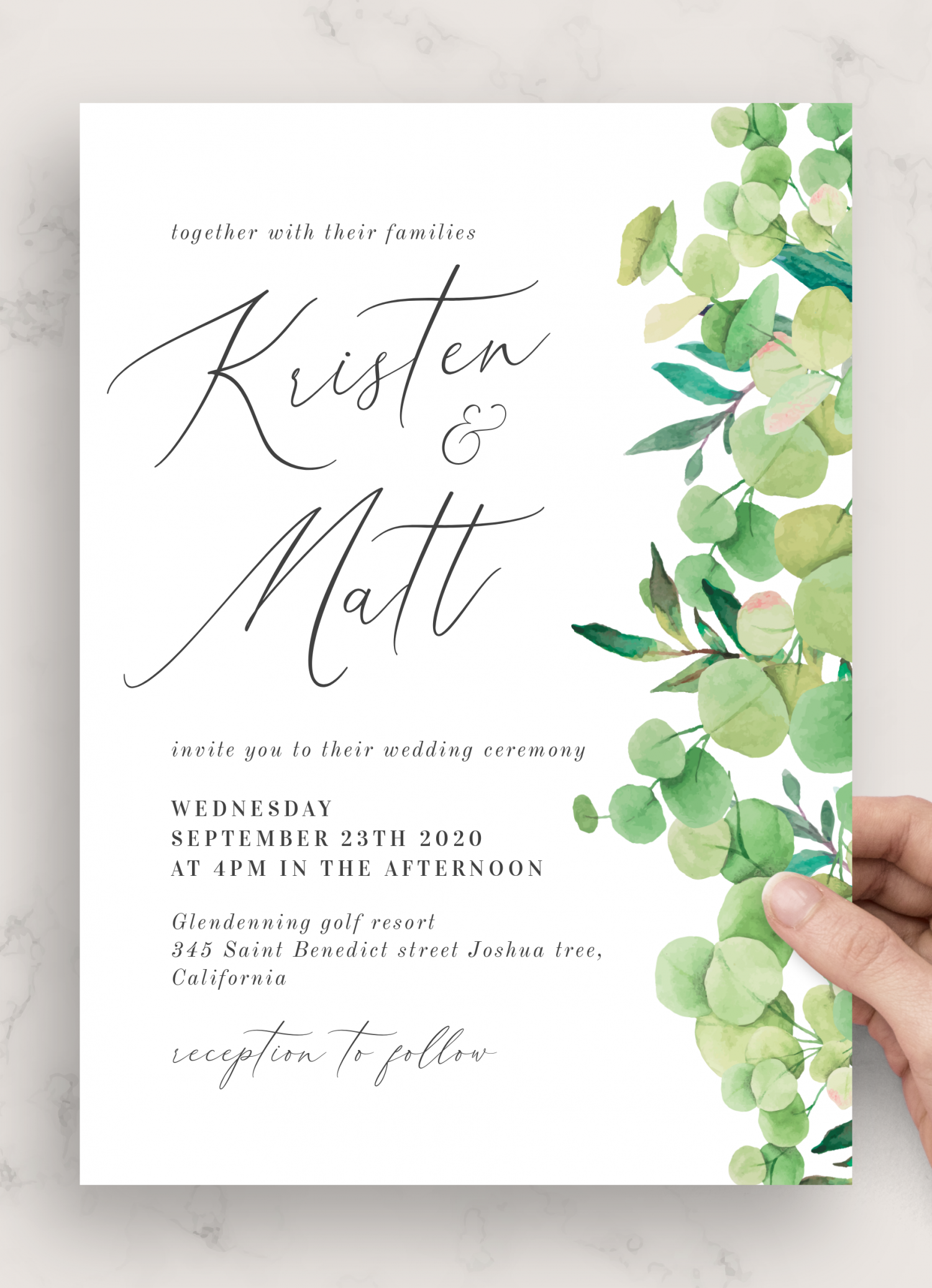 Instant Download FPE TEMPLETT Editable Eucalyptus Wedding Essential Templates Greenery Wedding Bundle Invitation Suite