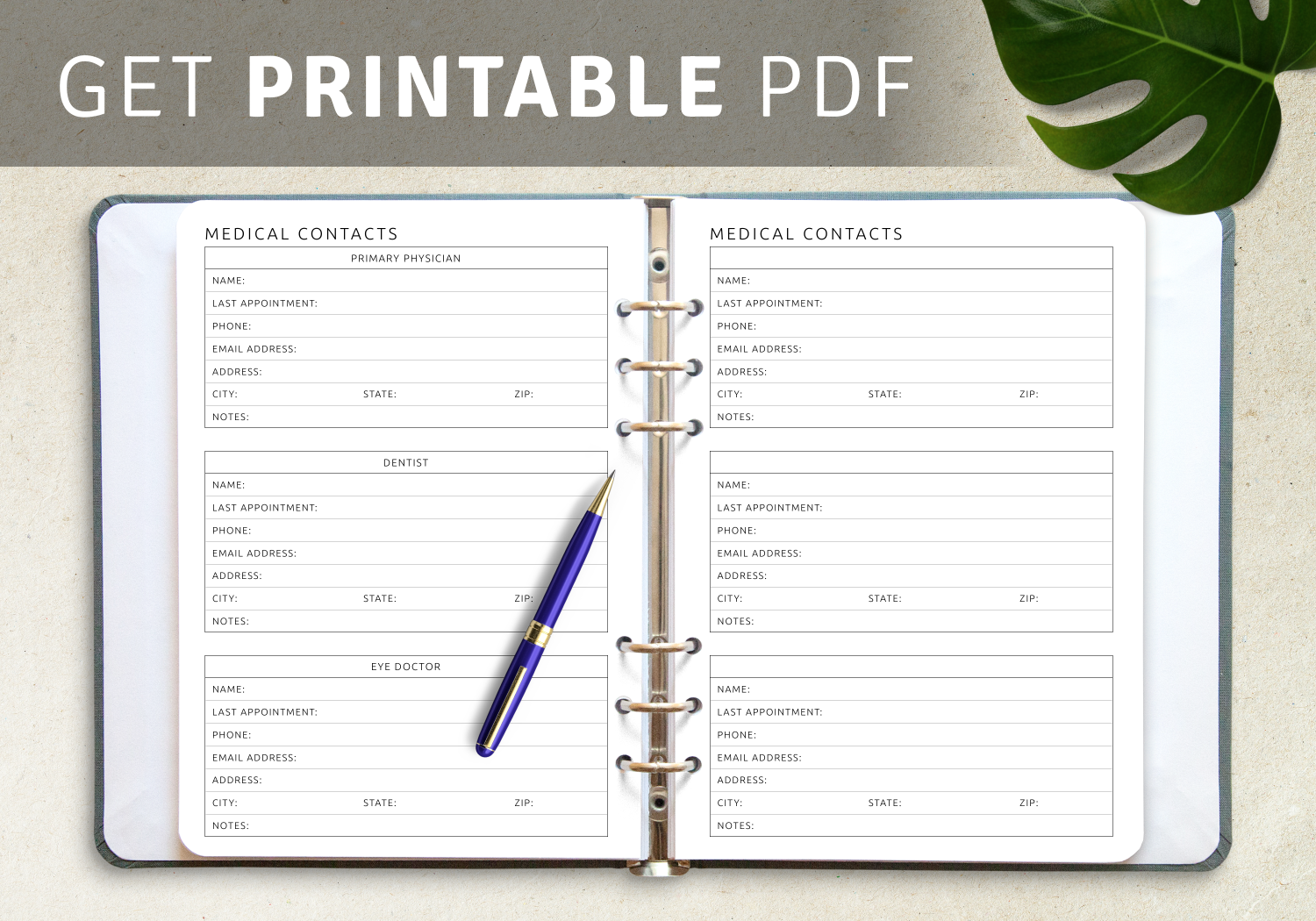Download Printable Medical Contacts Template PDF