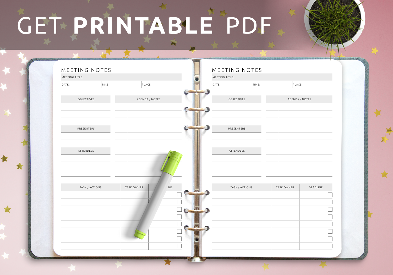 Zending verdieping Vergoeding Download Printable Meeting Agenda and Notes Template PDF