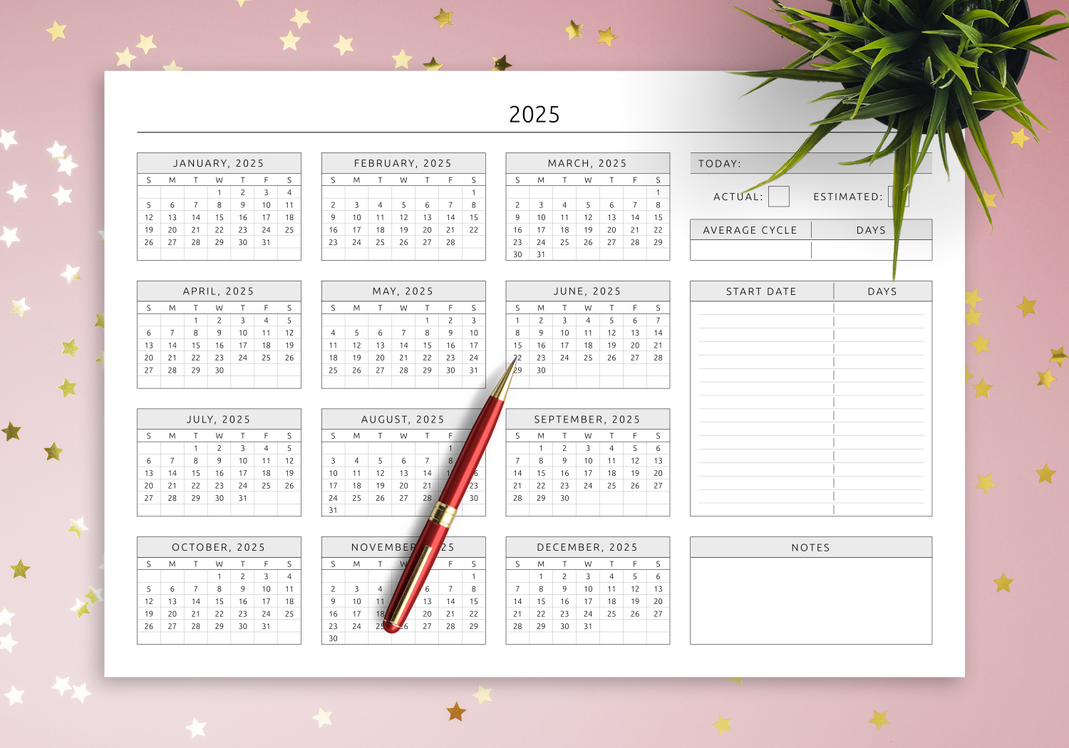 Download Printable Menstrual Cycle Calendar Template PDF