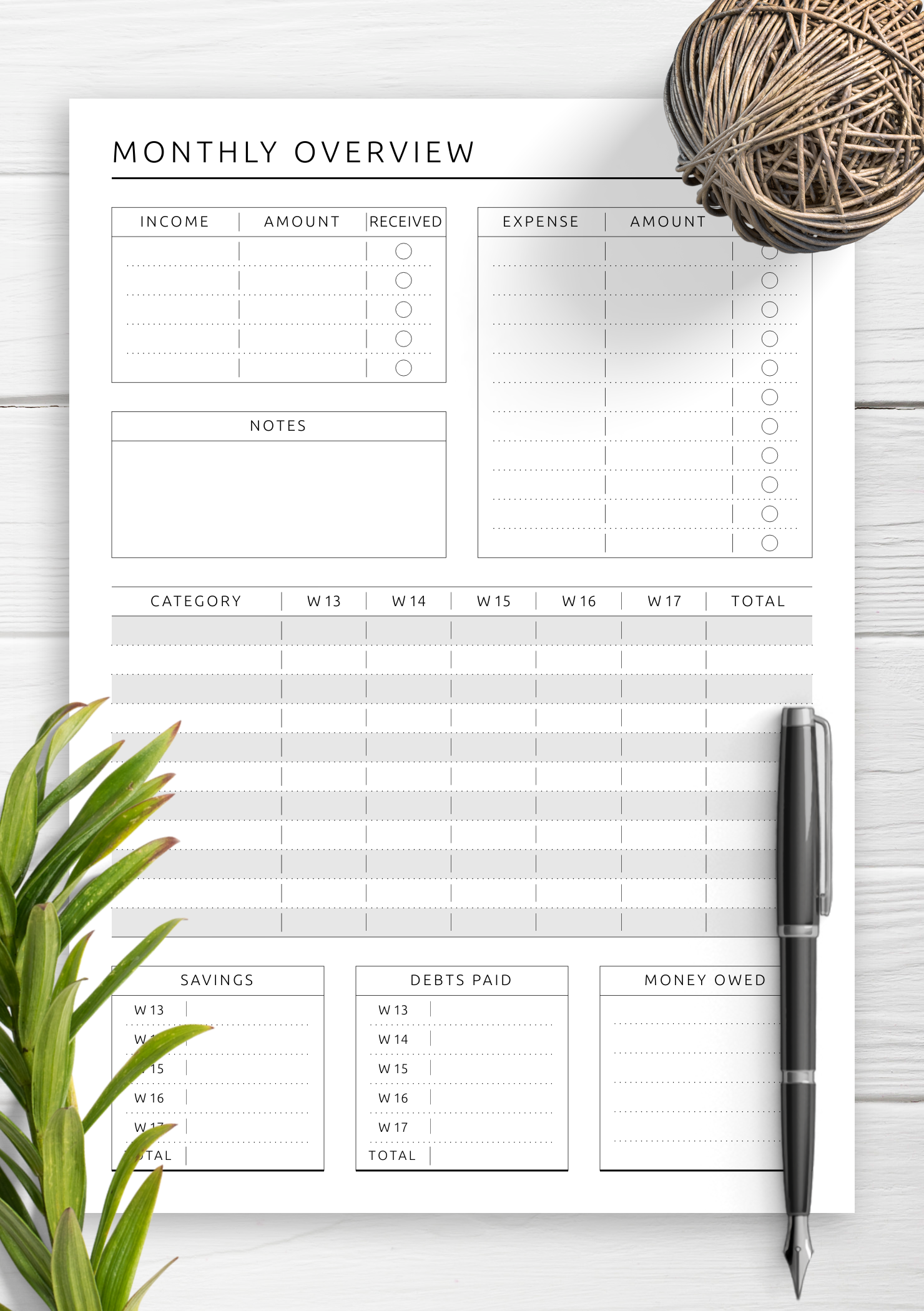 A5 Size Printable Monthly Budget Overview Paper Paper Party Supplies 