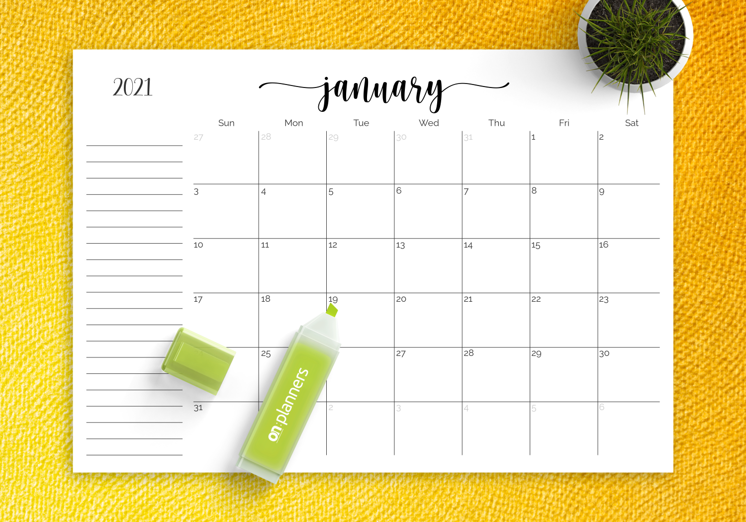 Calendar With Note Section Printables 2024 CALENDAR PRINTABLE