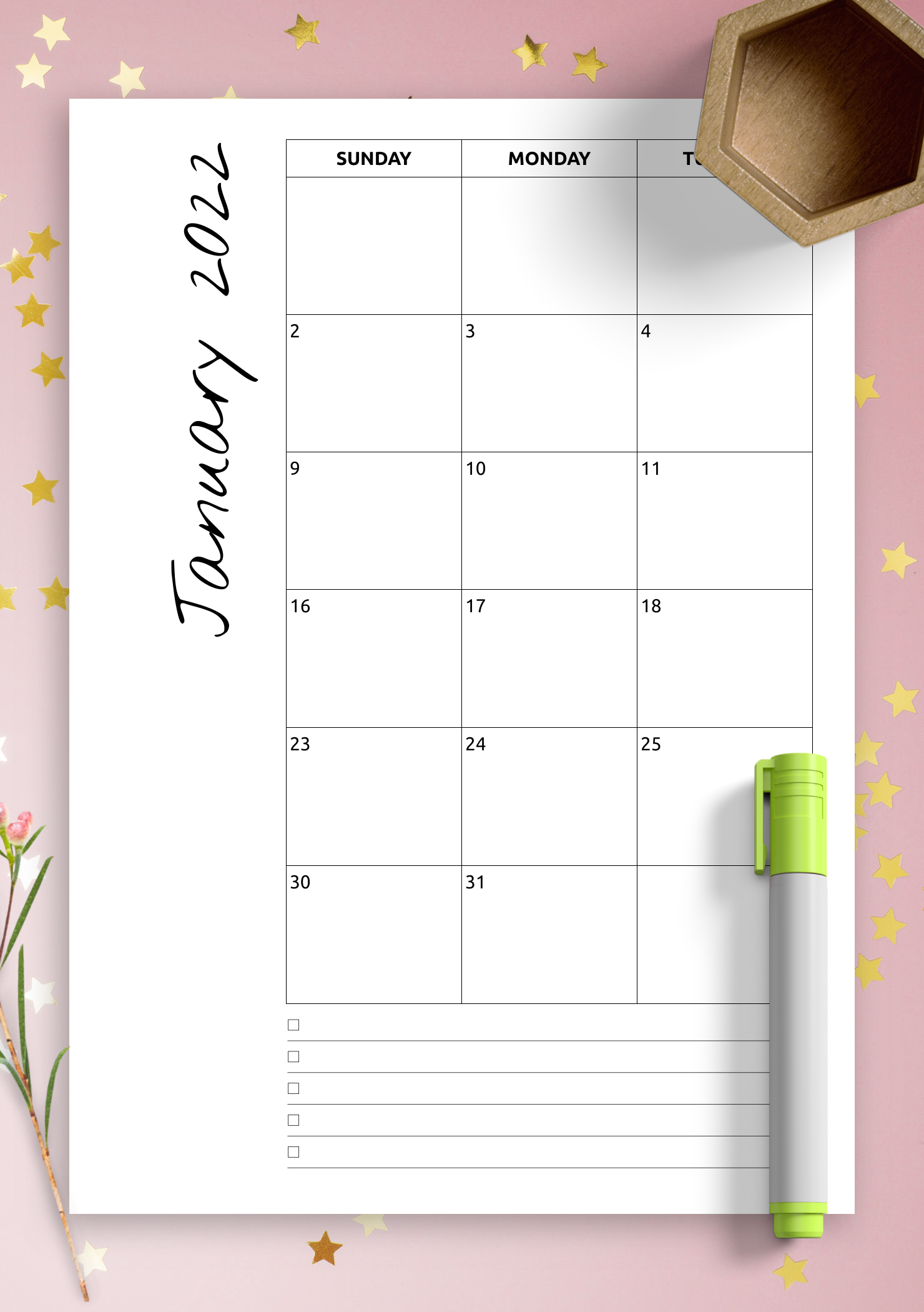 download printable monthly calendar with notes pdf