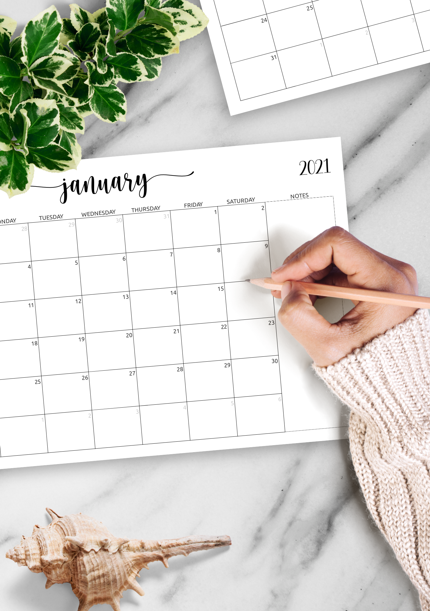 Download Printable Monthly Calendar With Notes PDF