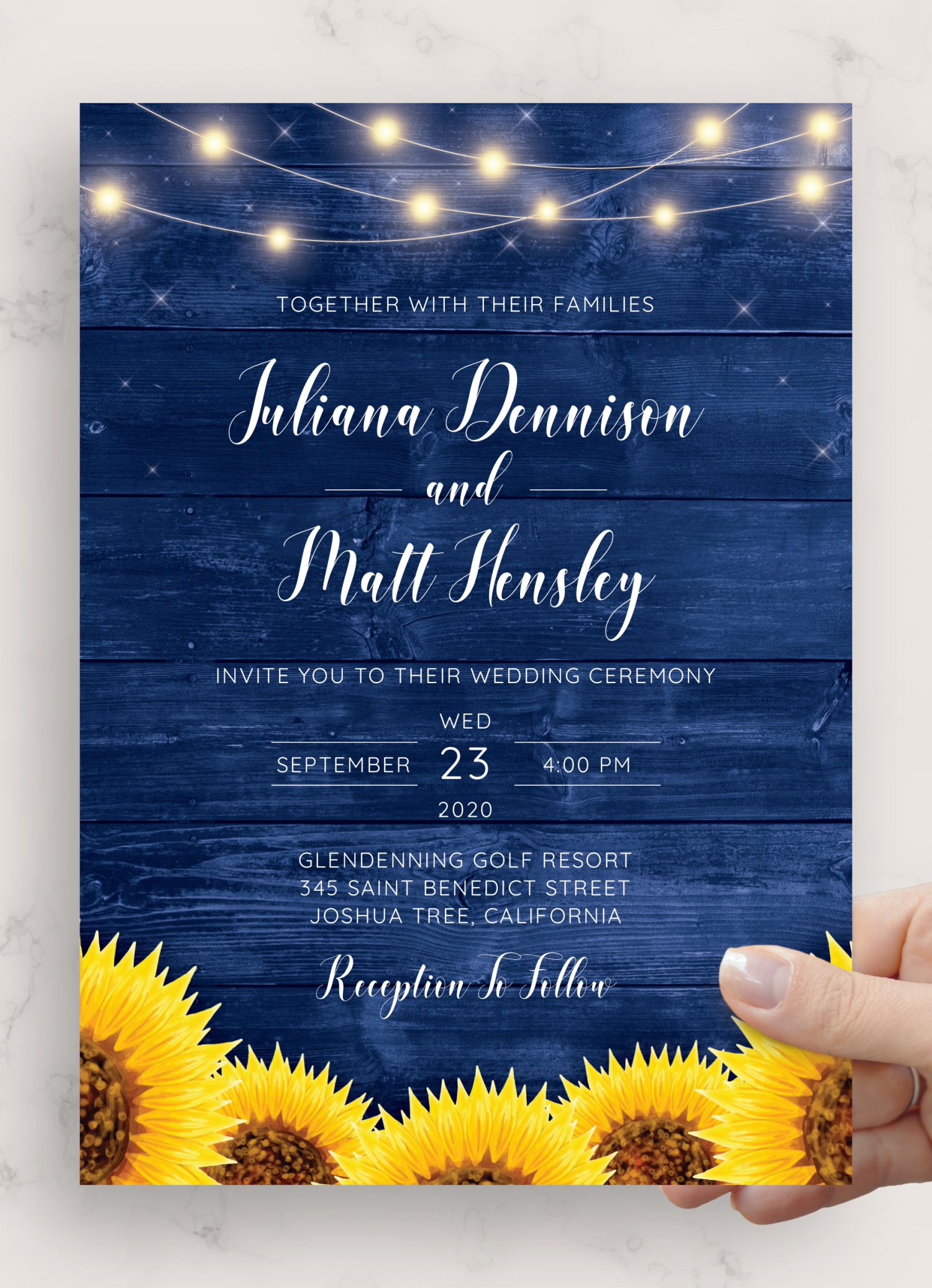 Invitations Announcements Paper Navy Blue Wedding Invitation Set 