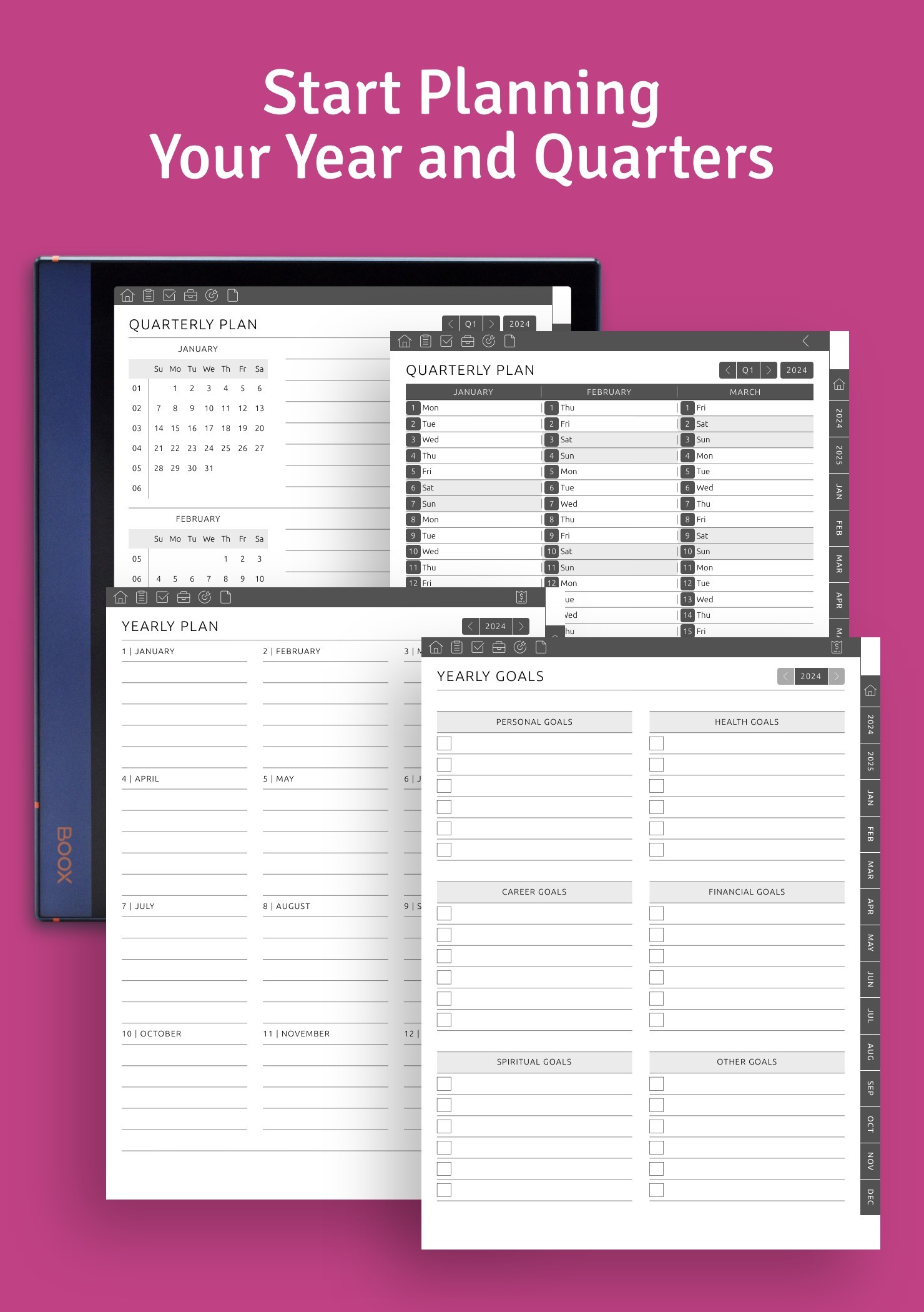 quarterly and yearly layouts