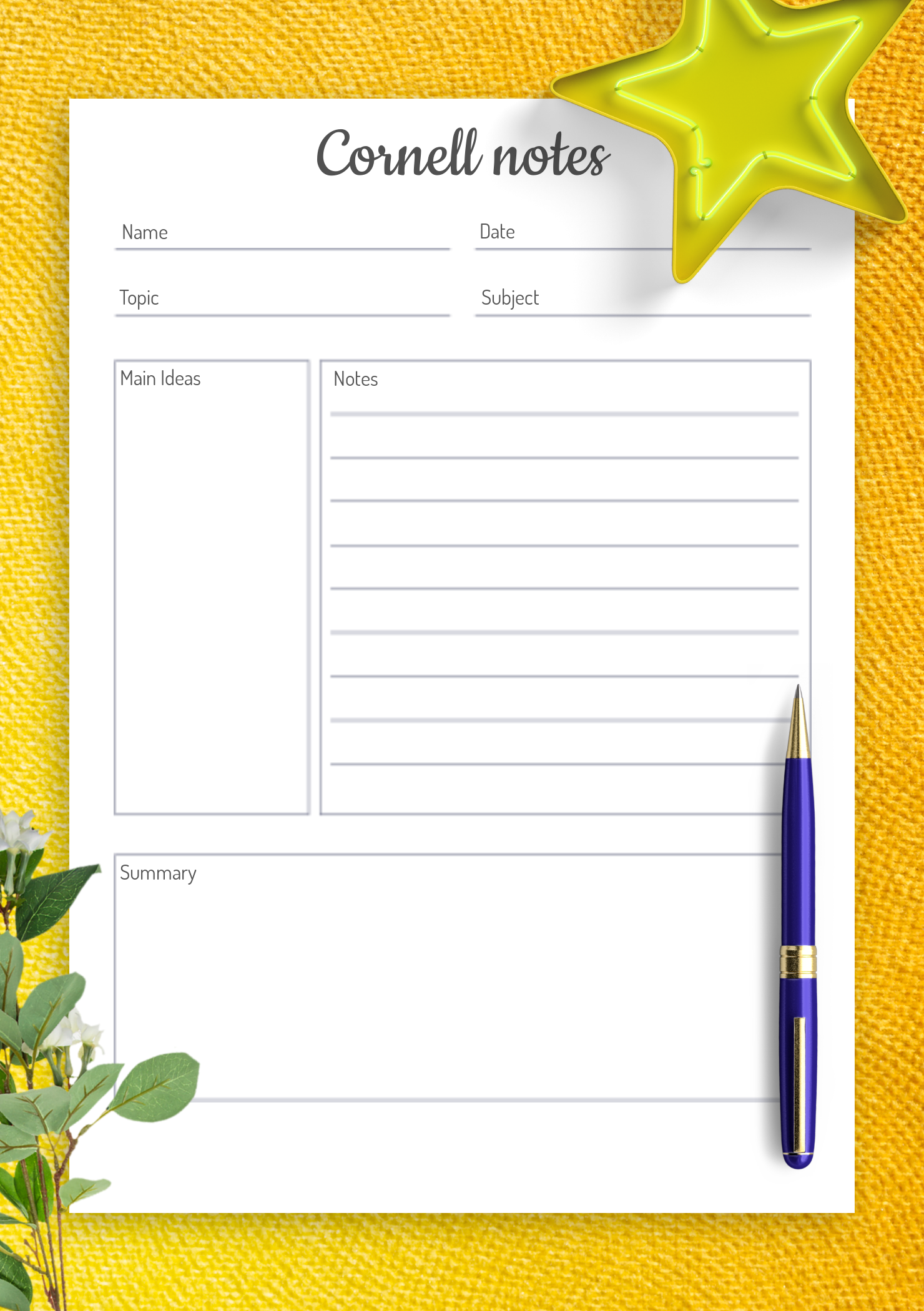 Free Printable Single Page Note Cards