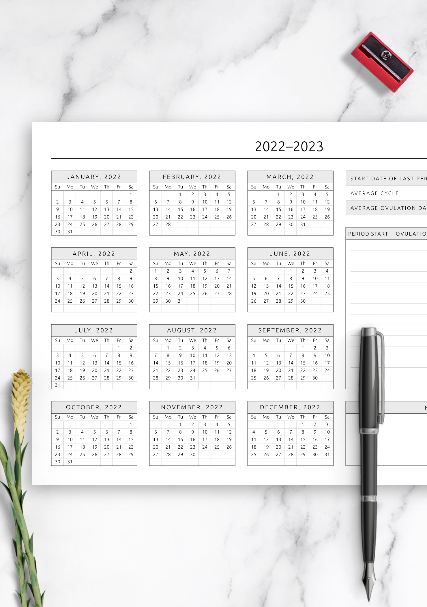 Download Printable Ovulation Calendar Template PDF