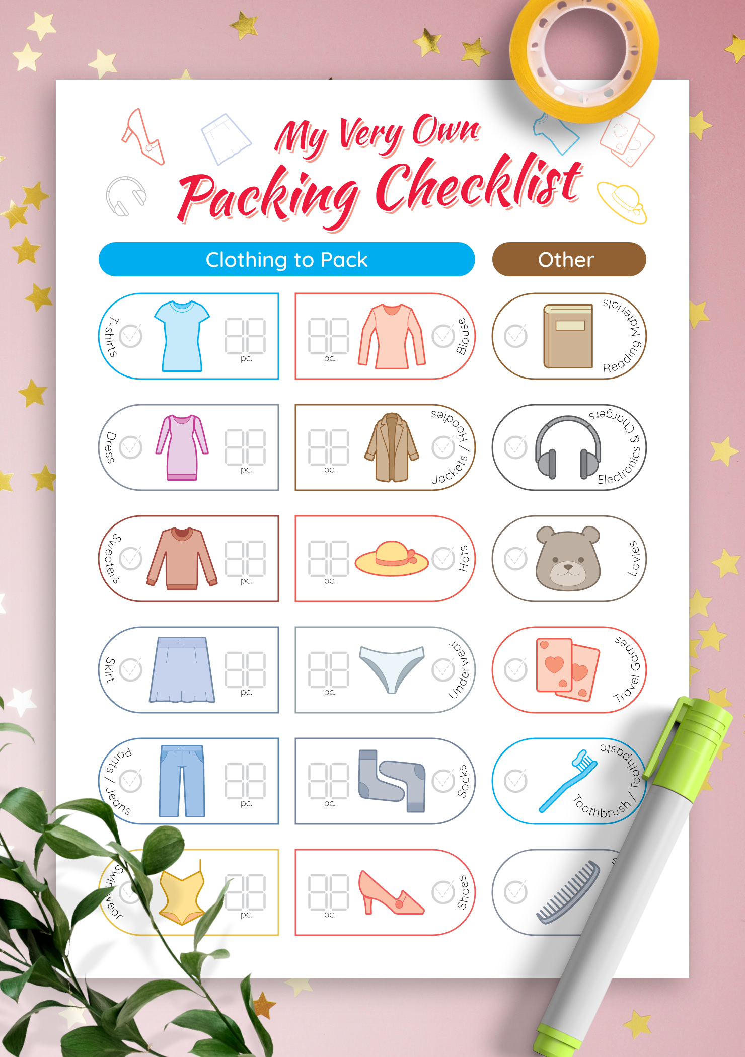 Download Printable Packing Checklist For Girl Pdf