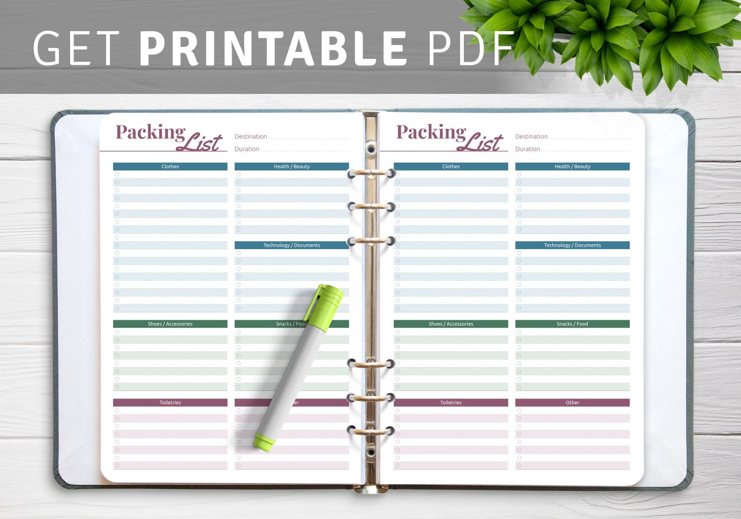 Download Printable Packing List PDF