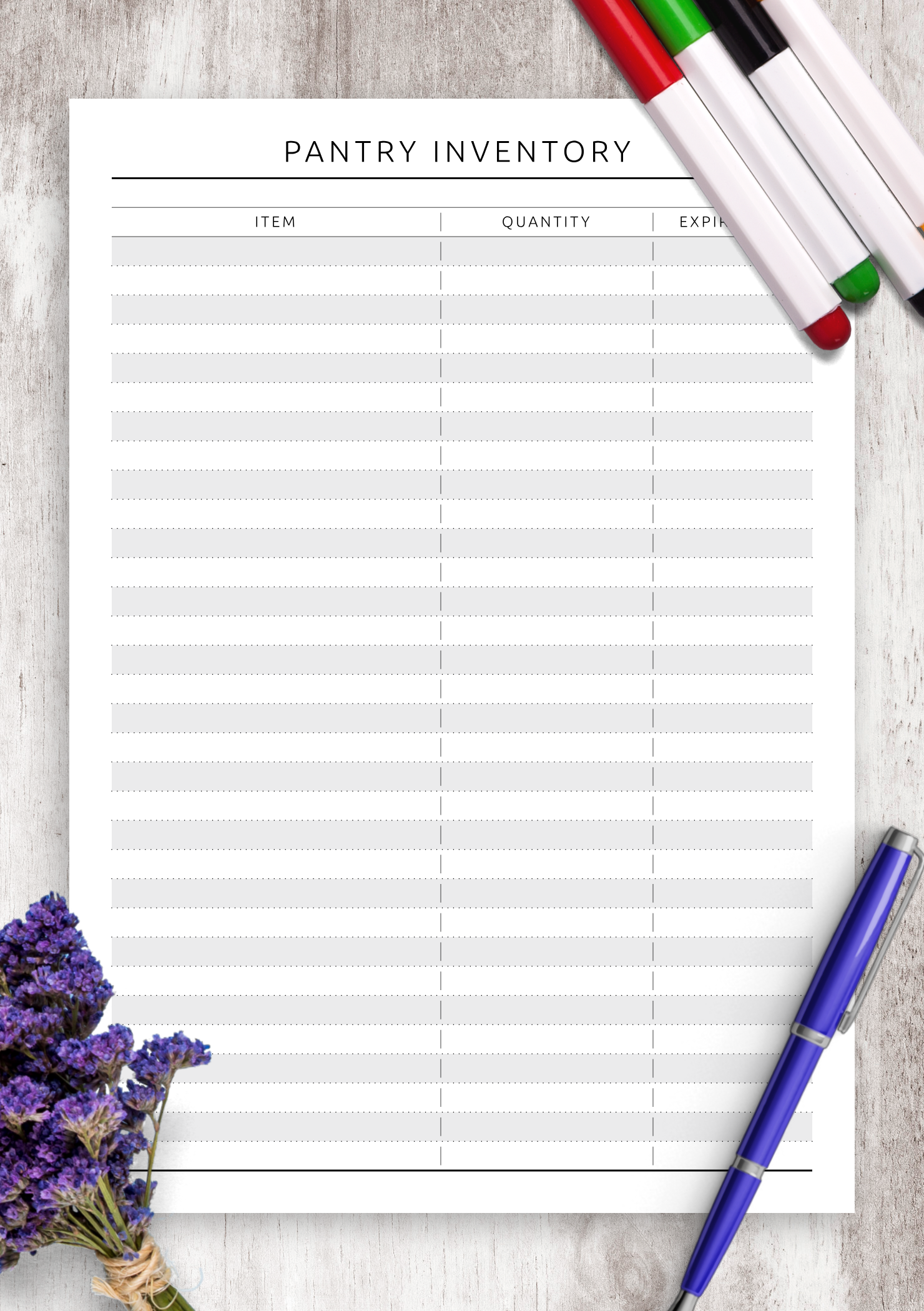 Printable Pantry Inventory List