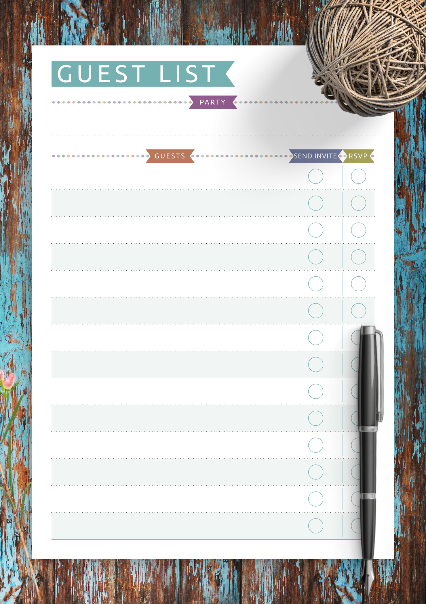 Printable Guest List Template