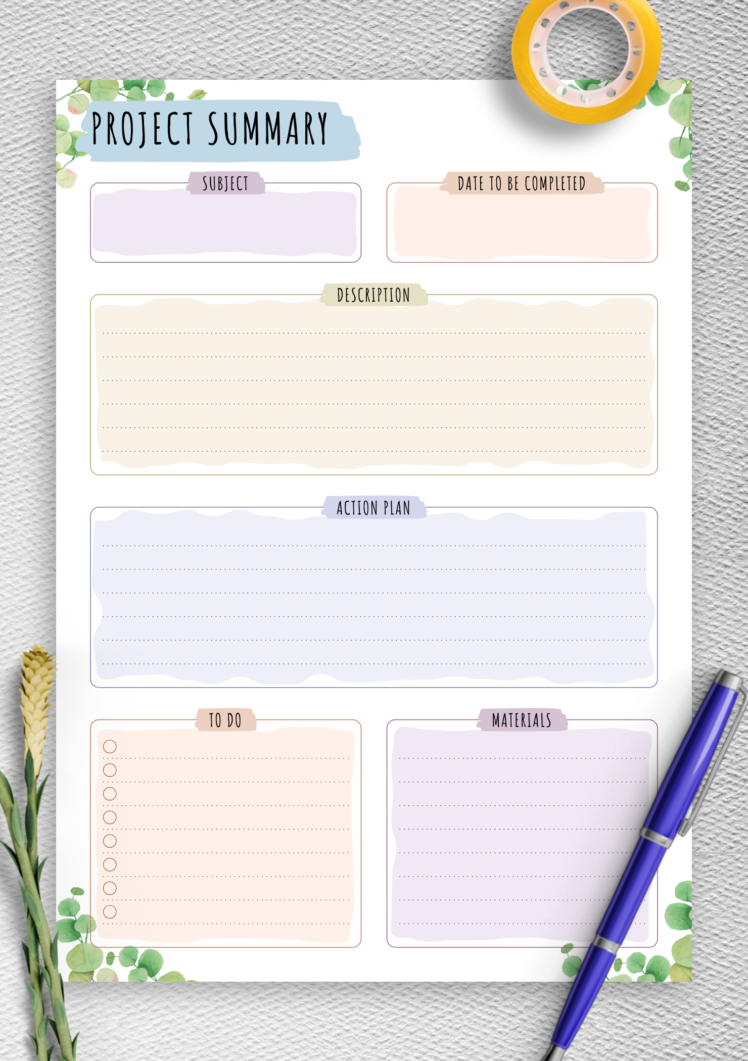 Download Printable Project Planning Floral Style PDF