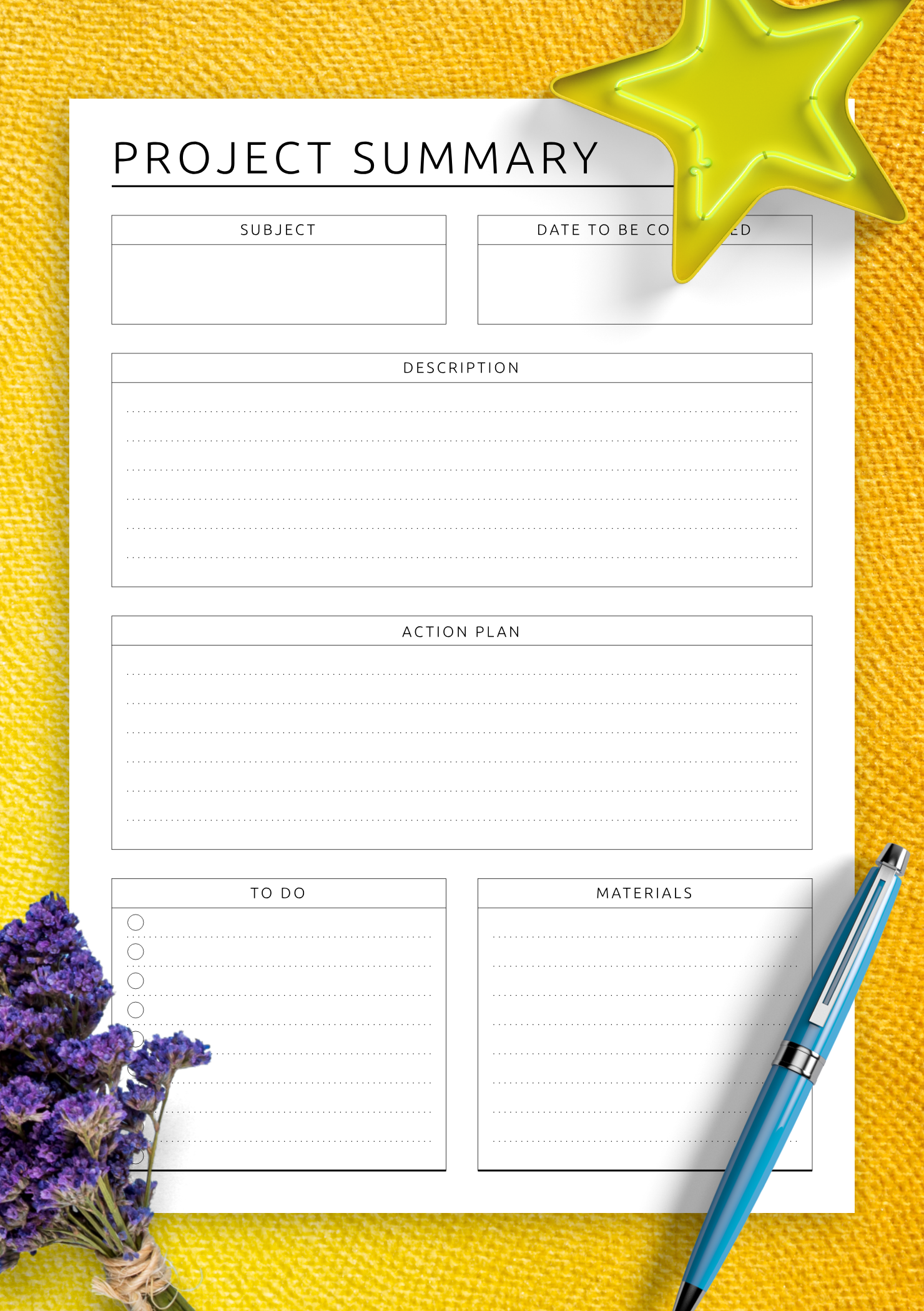 Download Printable Project Planning Original Style PDF