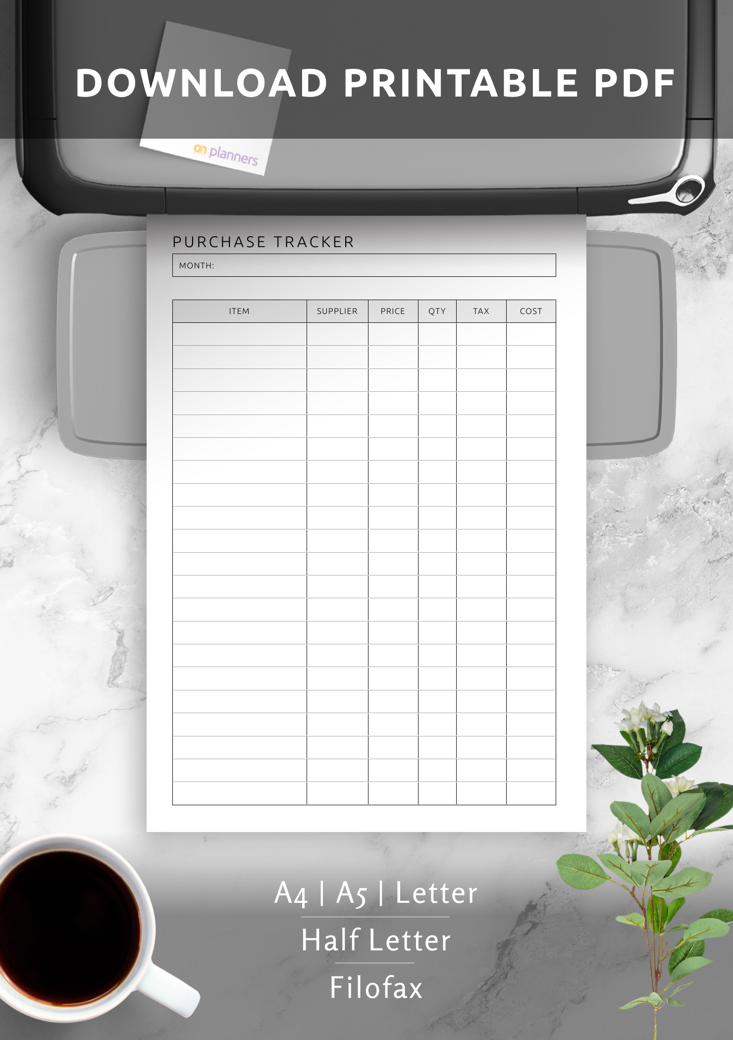A5 Wide Online Order Tracker Minimal Purchase Tracker Purchase Log Delivery Tracker Shopping Tracker A5 Wide Printable Expense Tracker