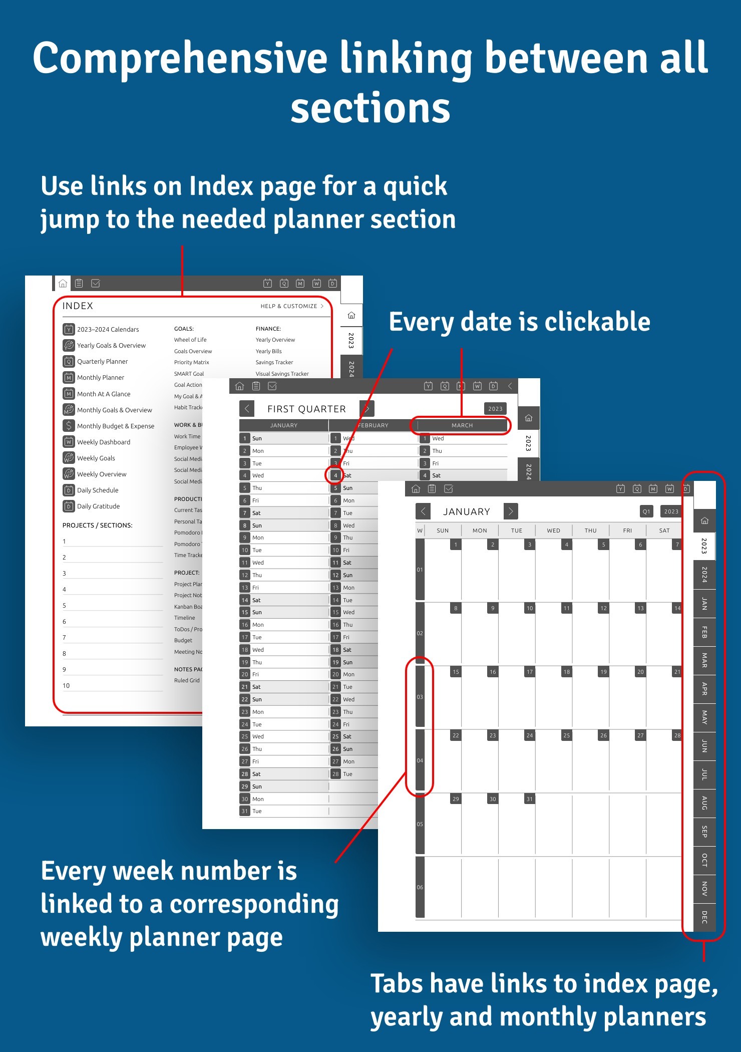 2024 Remarkable Planner  Monthly, Weekly, Daily with Links