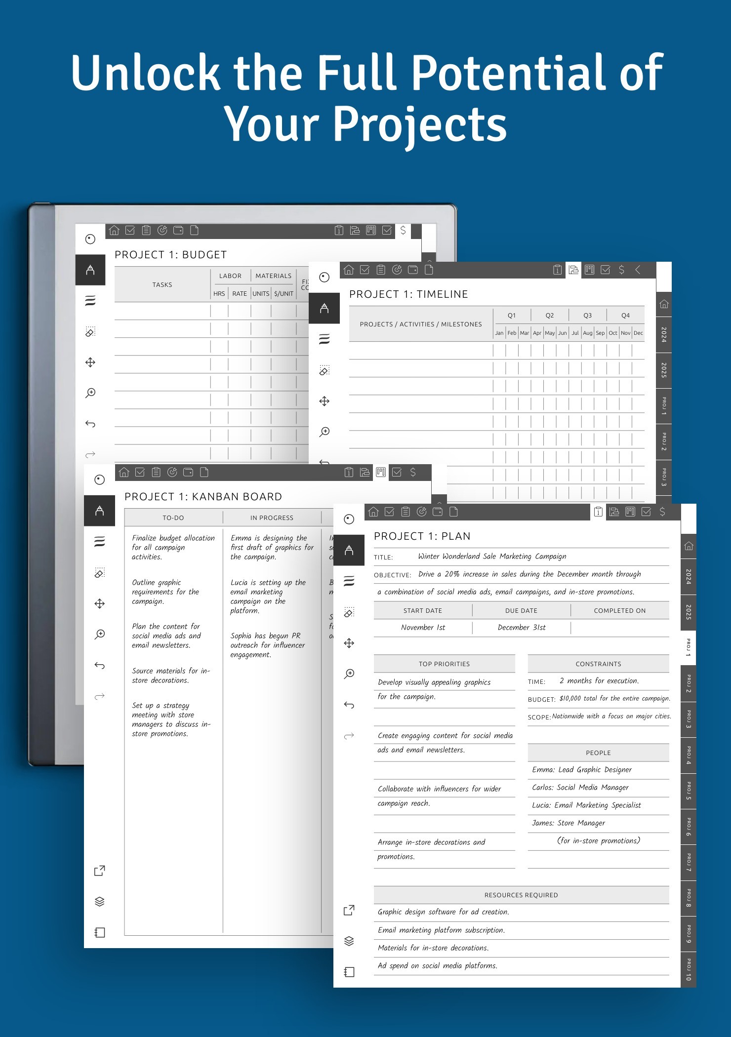 Project templates, plans, budgets, Kanban boards
