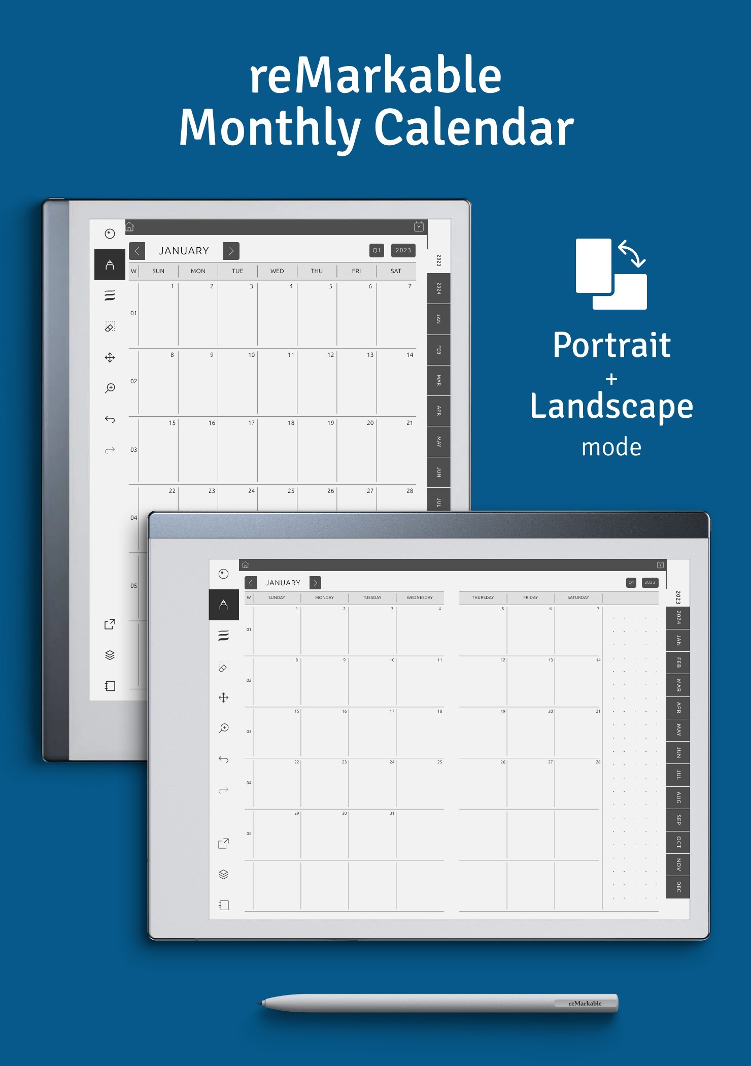 Remarkable 3 Calendar Years in One PDF of 2024 2025 2026 Interactive  Calendar Remarkable 2 Template E Ink 10.3-inch -  Canada