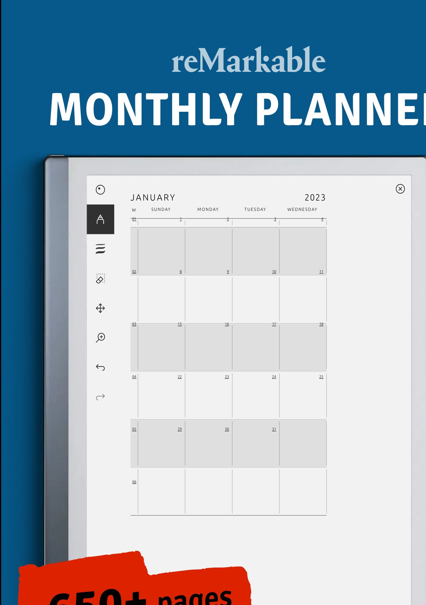 Download ReMarkable Monthly Planner Template
