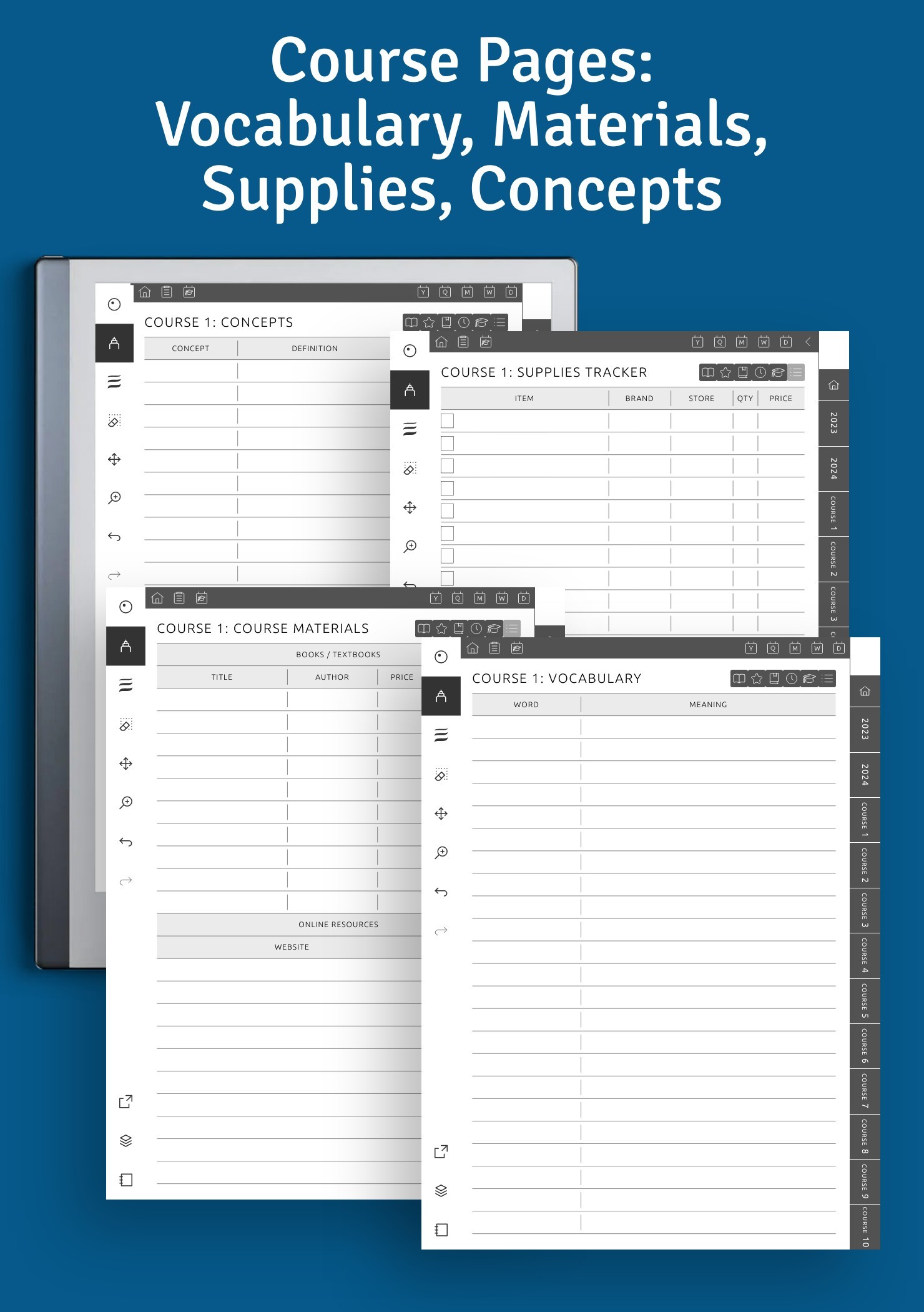 Download ReMarkable Student Planner Hyperlinked PDF