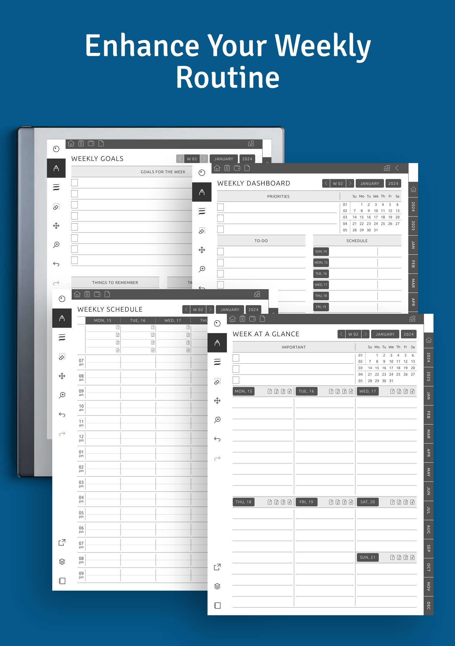 varioius weekly layouts available