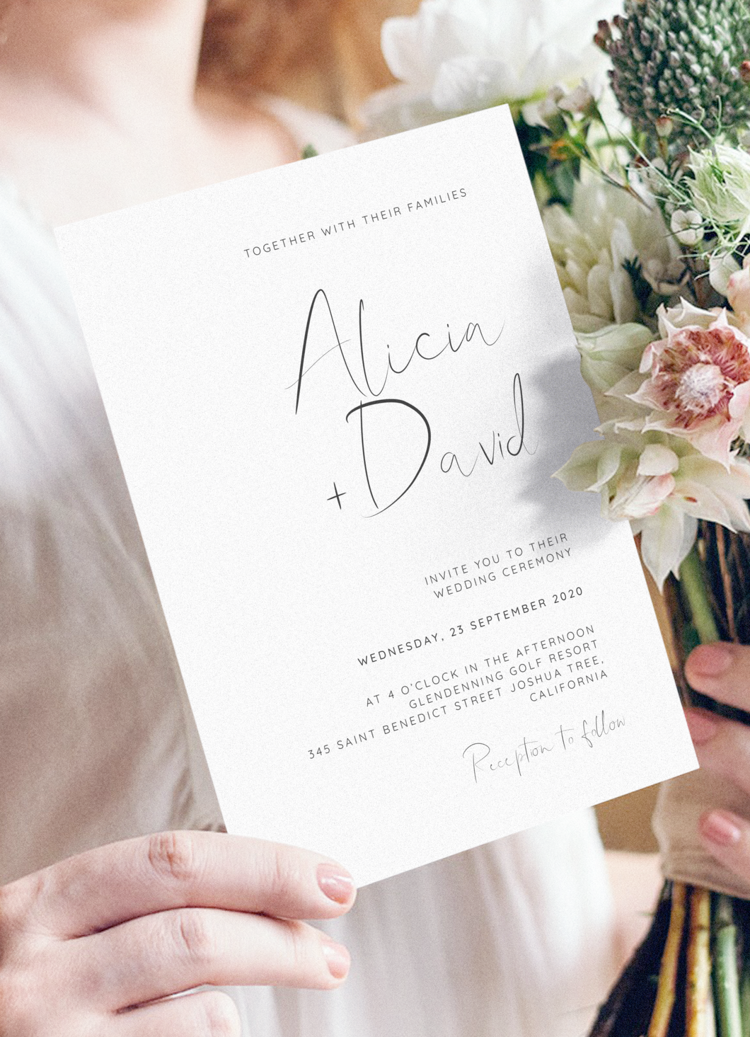 Download Printable Simple Black and White Wedding Invitation PDF