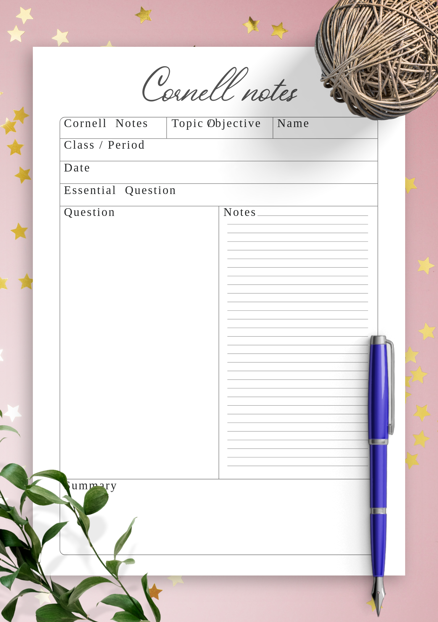 Printable Note Taking Paper