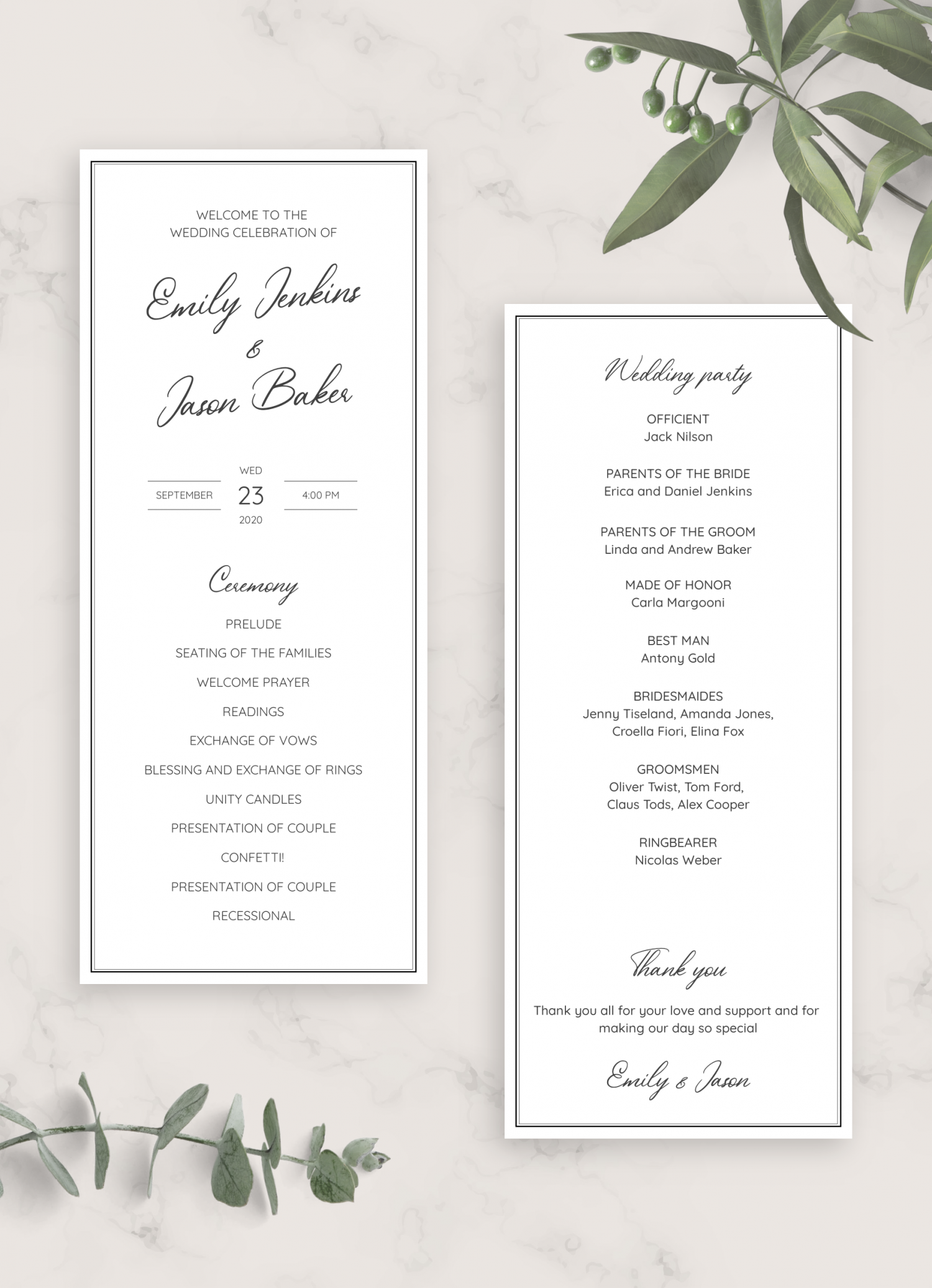 Free Downloadable Wedding Program Template That Can Be Printed