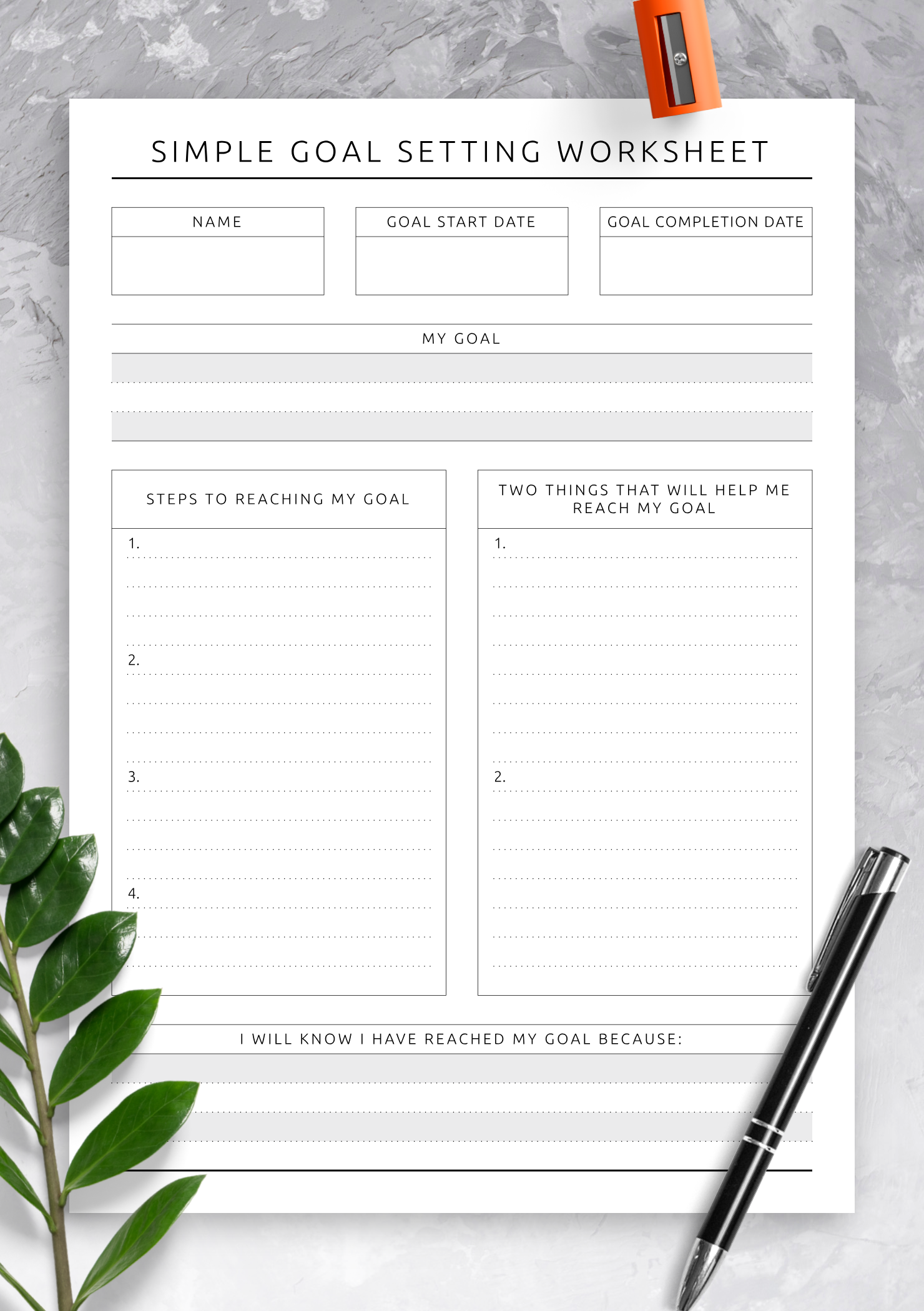 Paper Paper & Party Supplies Goal Planner Insert Goal Setting Printable