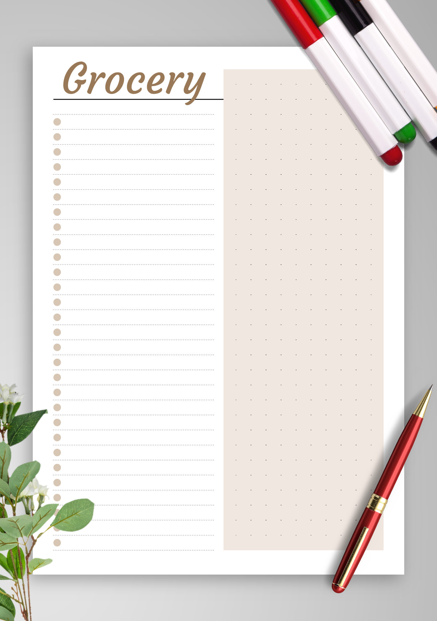 download printable simple grocery list template pdf