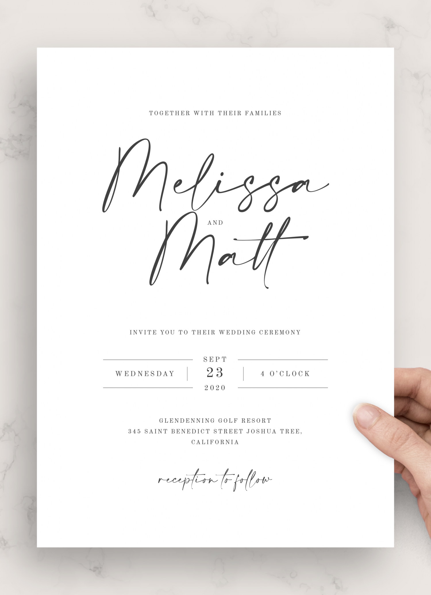 Download Printable Simple Minimalist Wedding Invitation Suite Pdf