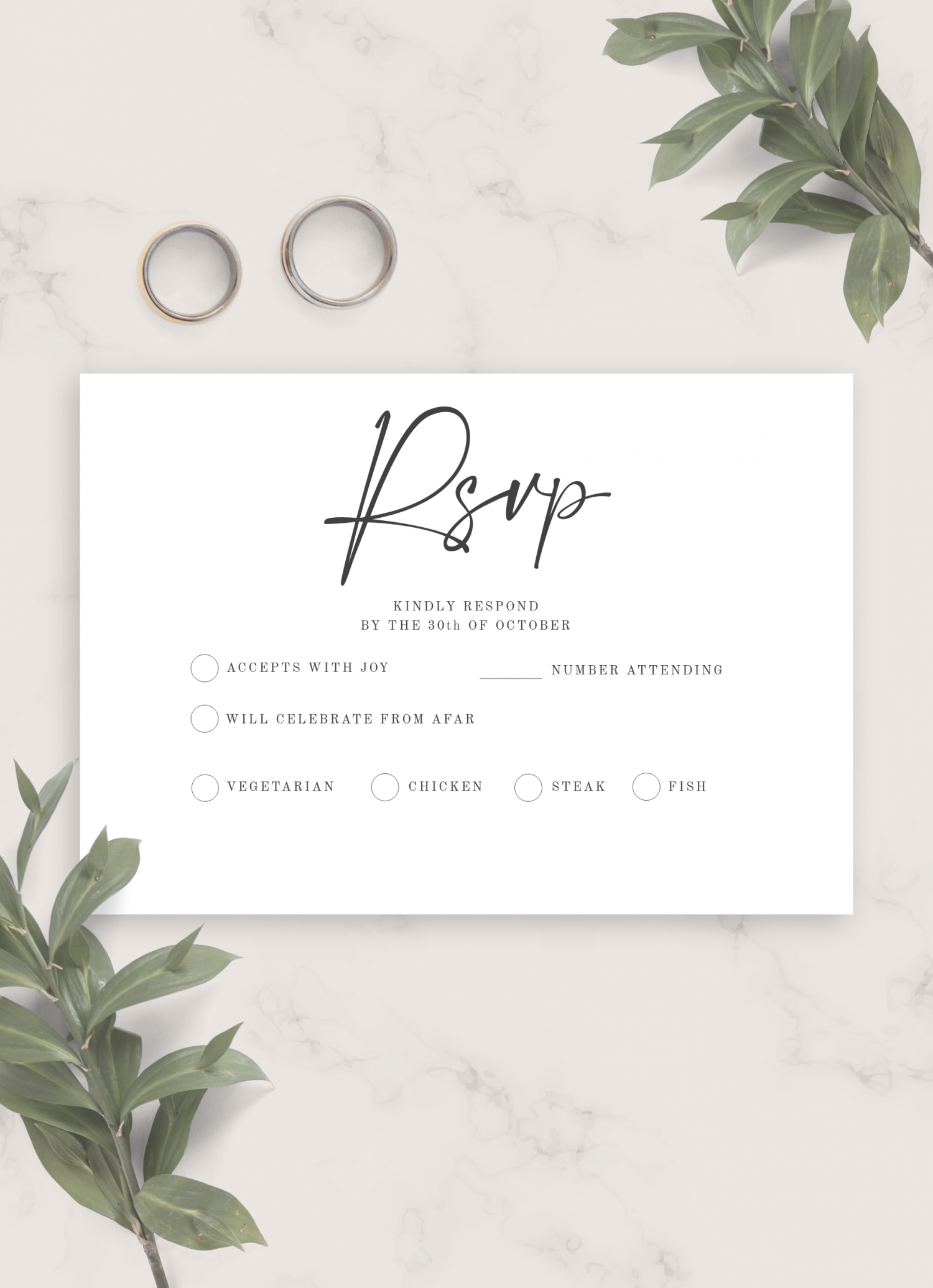 Download Printable Simple Minimalist Wedding RSVP Card PDF With Template For Rsvp Cards For Wedding